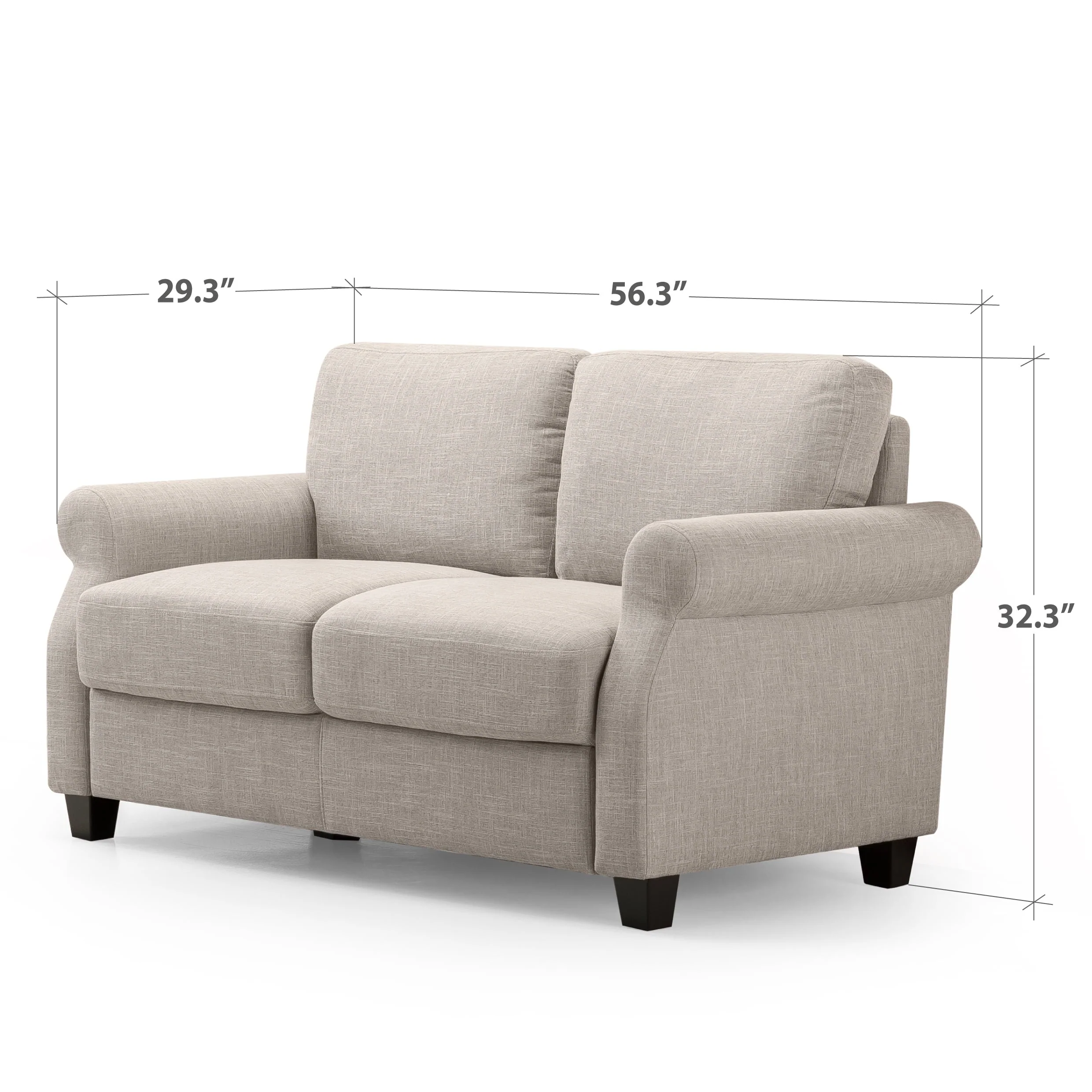 Zinus Josh 2-Seater Loveseat, Beige - Image 4
