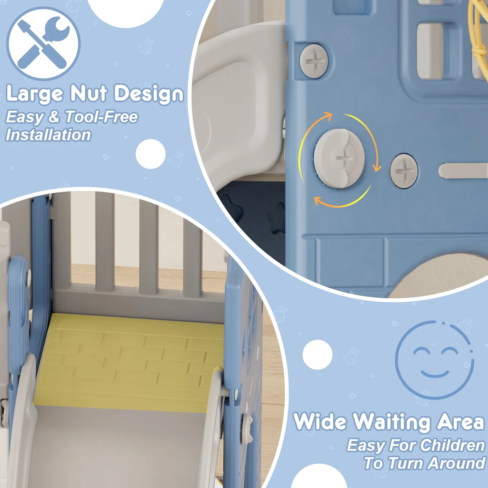 Korimefa 11-in-1 Toddler Slide Set with Golf, Basketball Hoop, Kids Slide for Toddlers Age 1-4, Climber Slip and Slides, Baby Outdoor Toys - Image 31
