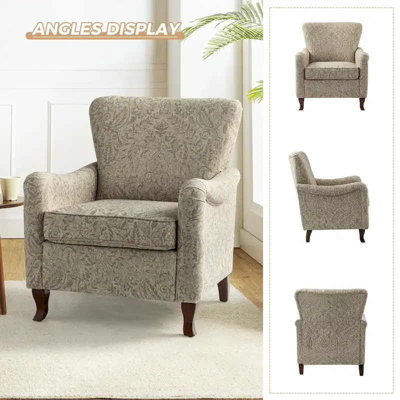 HULALA HOME Samouel Contemporary Floral Wingback Armchair