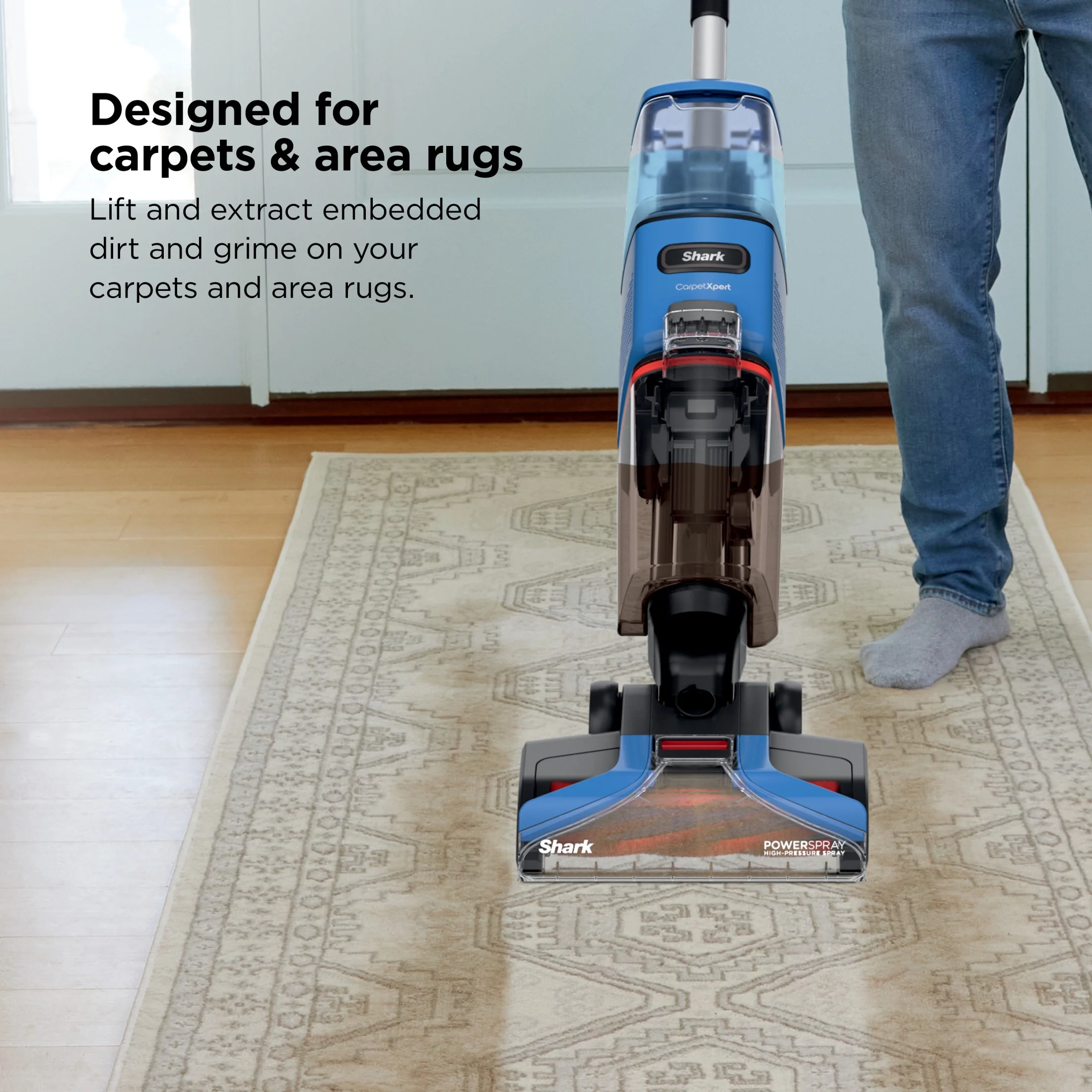 Shark? CarpetXpert? Upright Carpet & Area Rug Cleaner, Perfect for Pets, Lightweight & Powerful, Dirt, Grime, & Odor Removal, Carpet Shampooer, Cleaning Solution, Blue, EX121BRN - Image 4