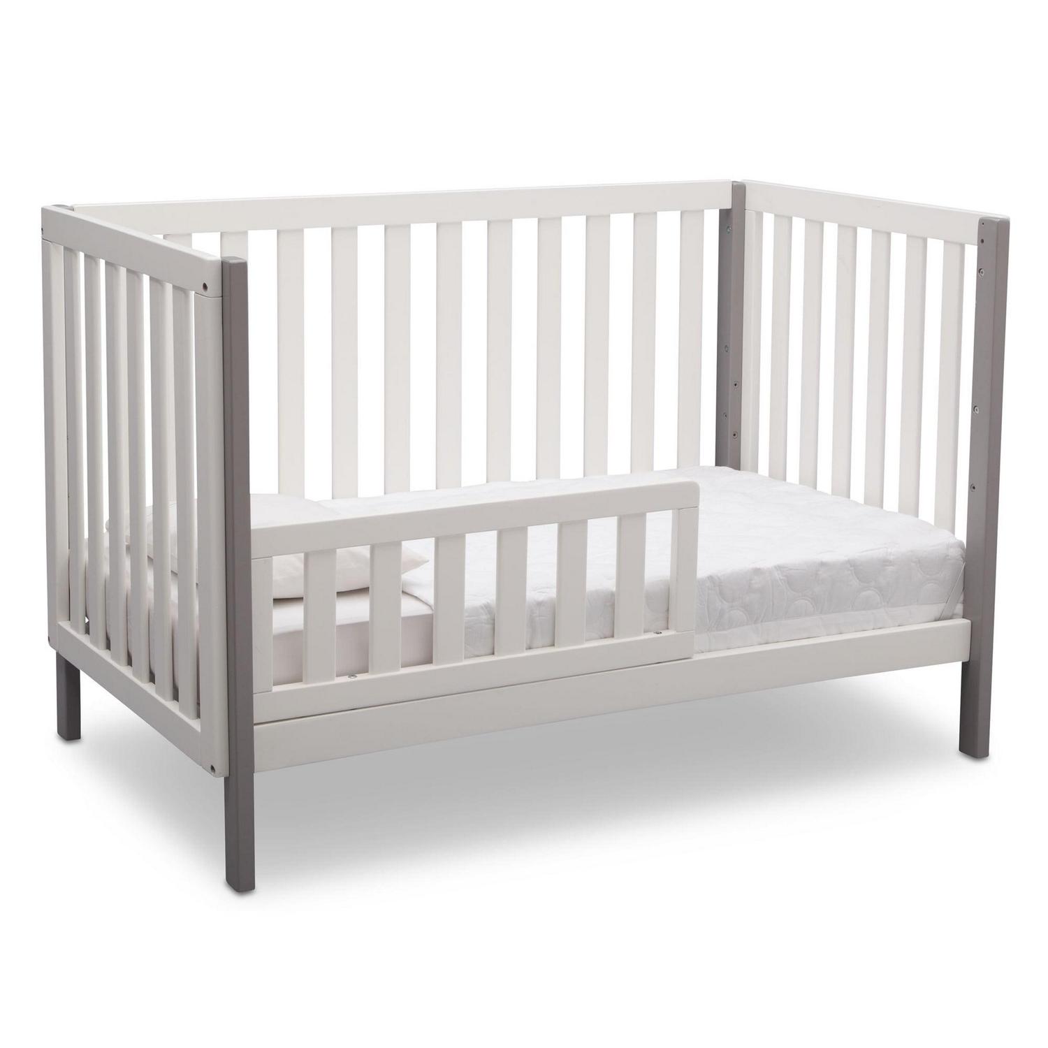 Delta Children Milo 3-in-1 Convertible Crib. Greenguard Gold Certified. Bianca White/Grey - Image 9
