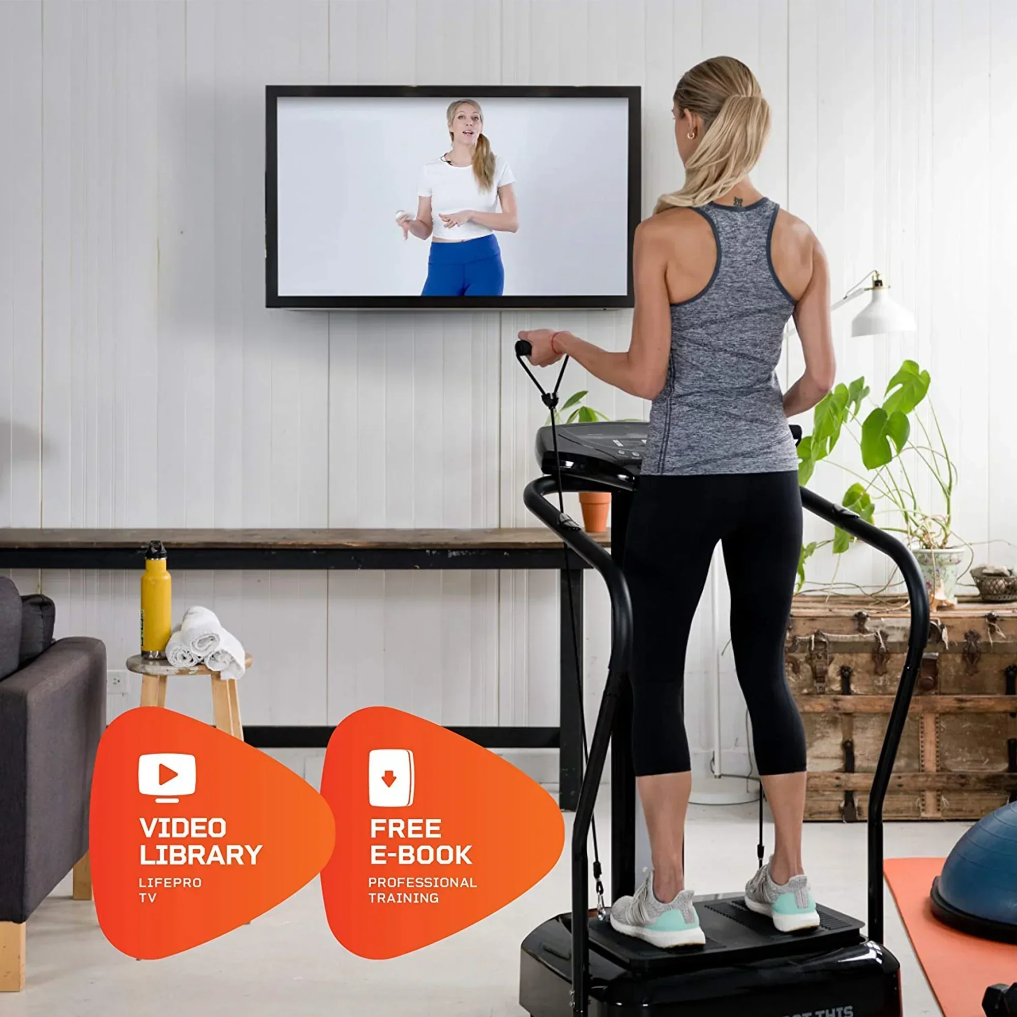 Lifepro Rhythm Vibration Plate Workout Equipment With Resistance Bands, Black - Image 2 Lifepro Rhythm Vibration Plate Workout Equipment With Resistance Bands, Black - Image 2