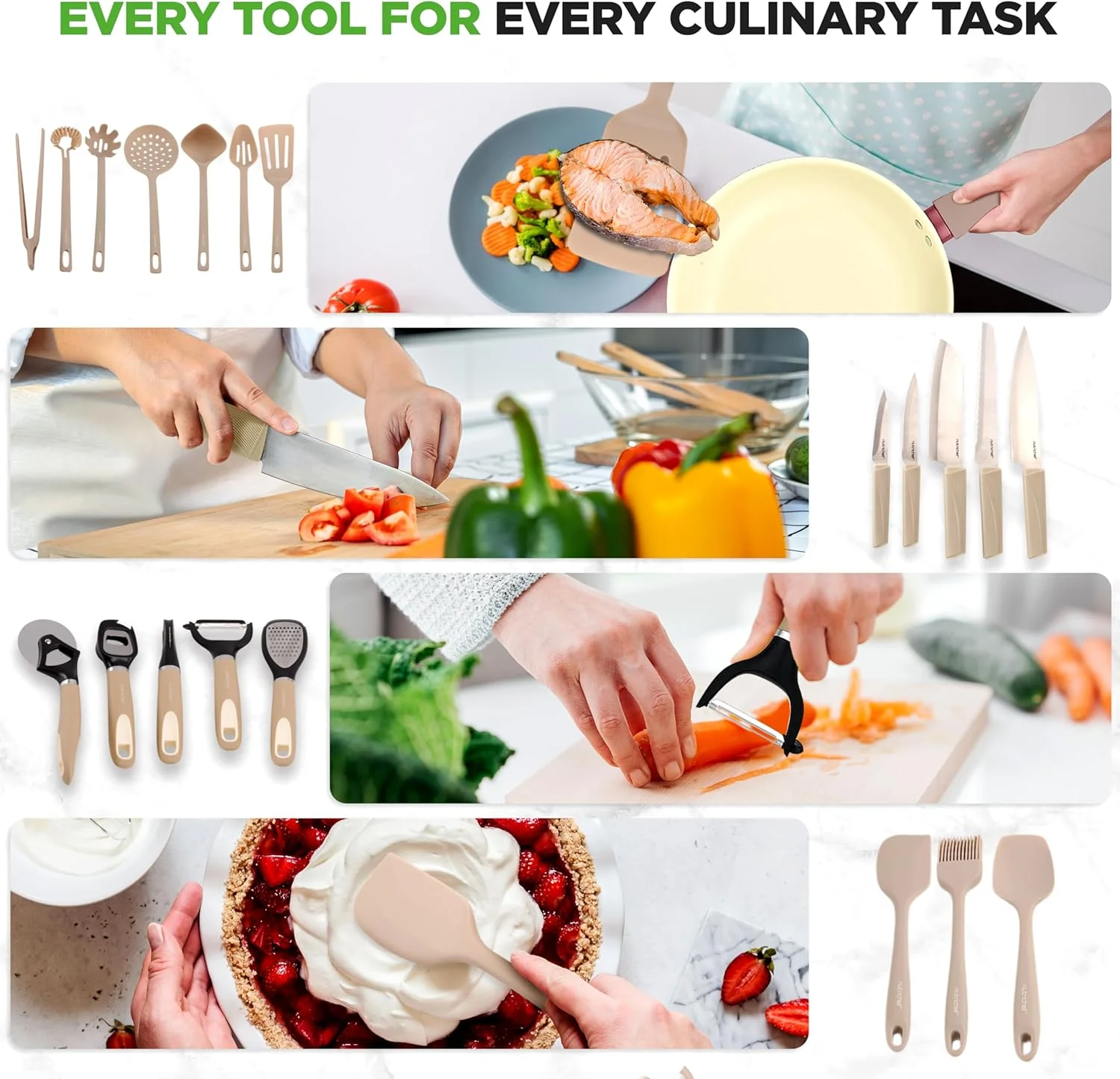 54-Piece Kitchen Cookware Set -C Complete Non-Stick Ceramic Pots and Pans Set with Utensils, Bakeware, and Knife Set, Gas, Electric & Induction Compatible, Blush Pink Kitchen Essentials - Image 25