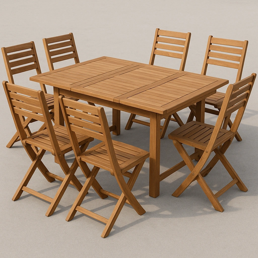 Conjunto de comedor de jardín marrón madera maciza exterior - crBfcpP439RT