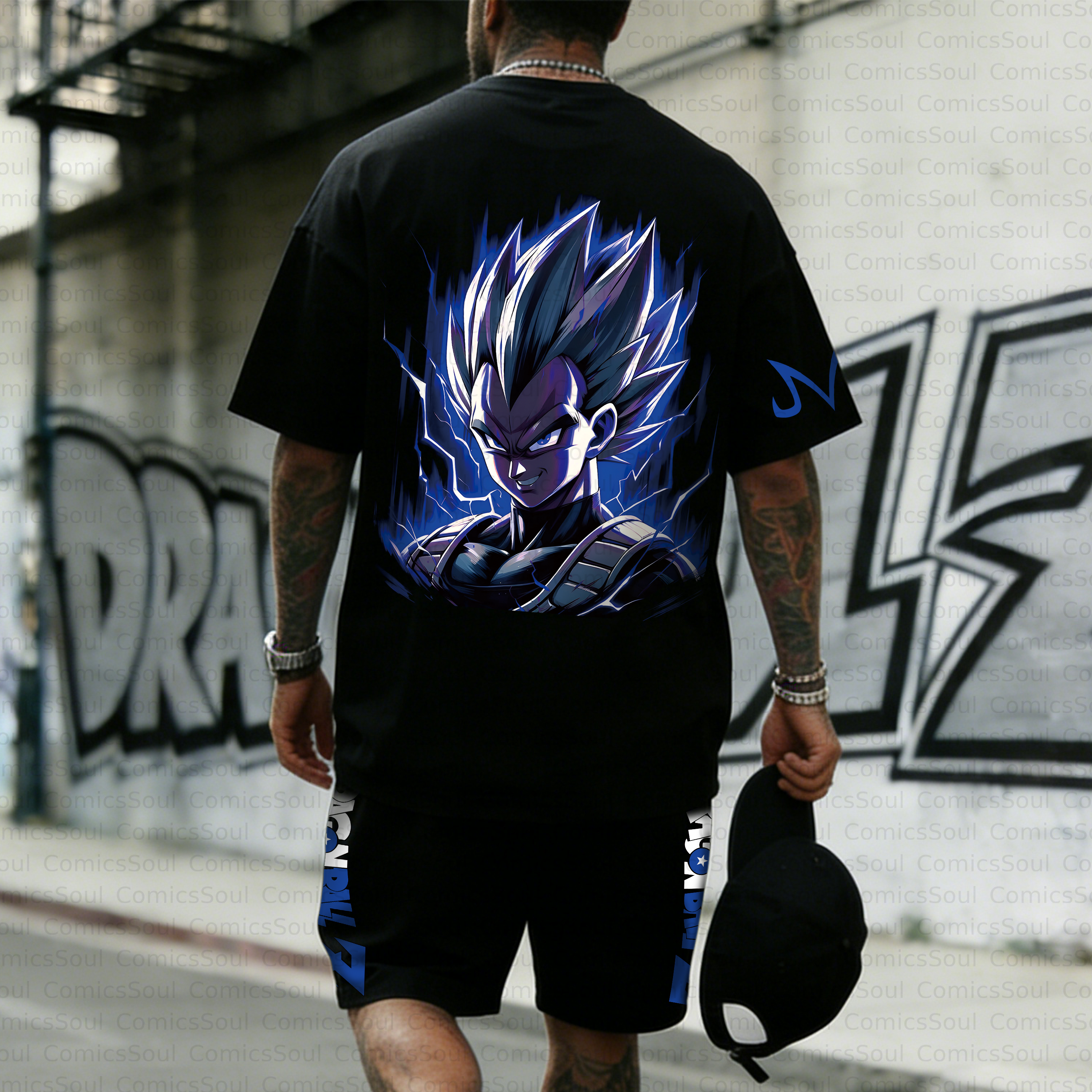 Unisex Anime Inspired Vintage T-shirt& Shorts 2 Pieces Set
