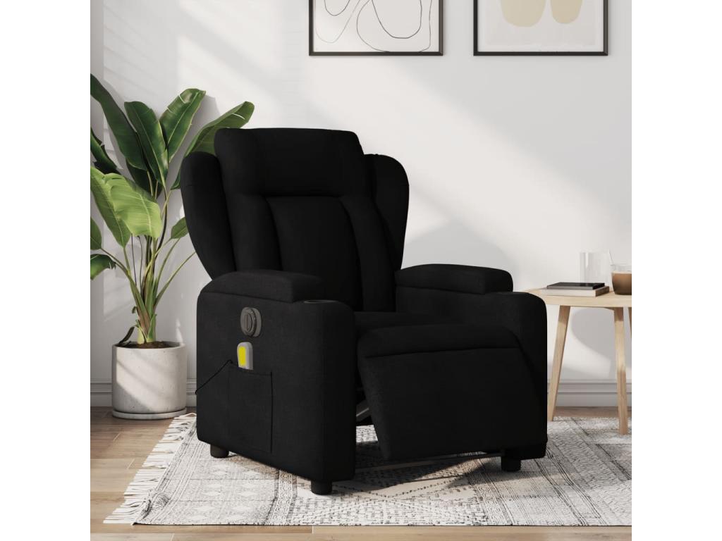 Sillón reclinable de masaje eléctrico tela negro