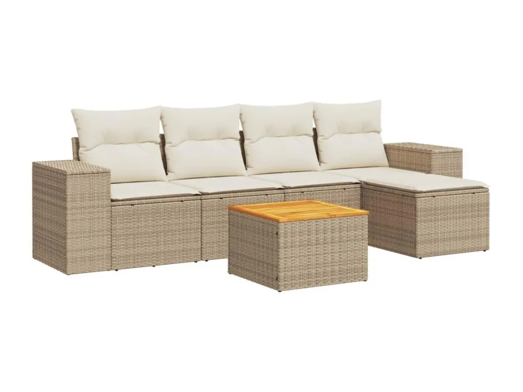 Juego de sofás jardín con cojines 6 pzas ratán sintético beige 33195uuqt