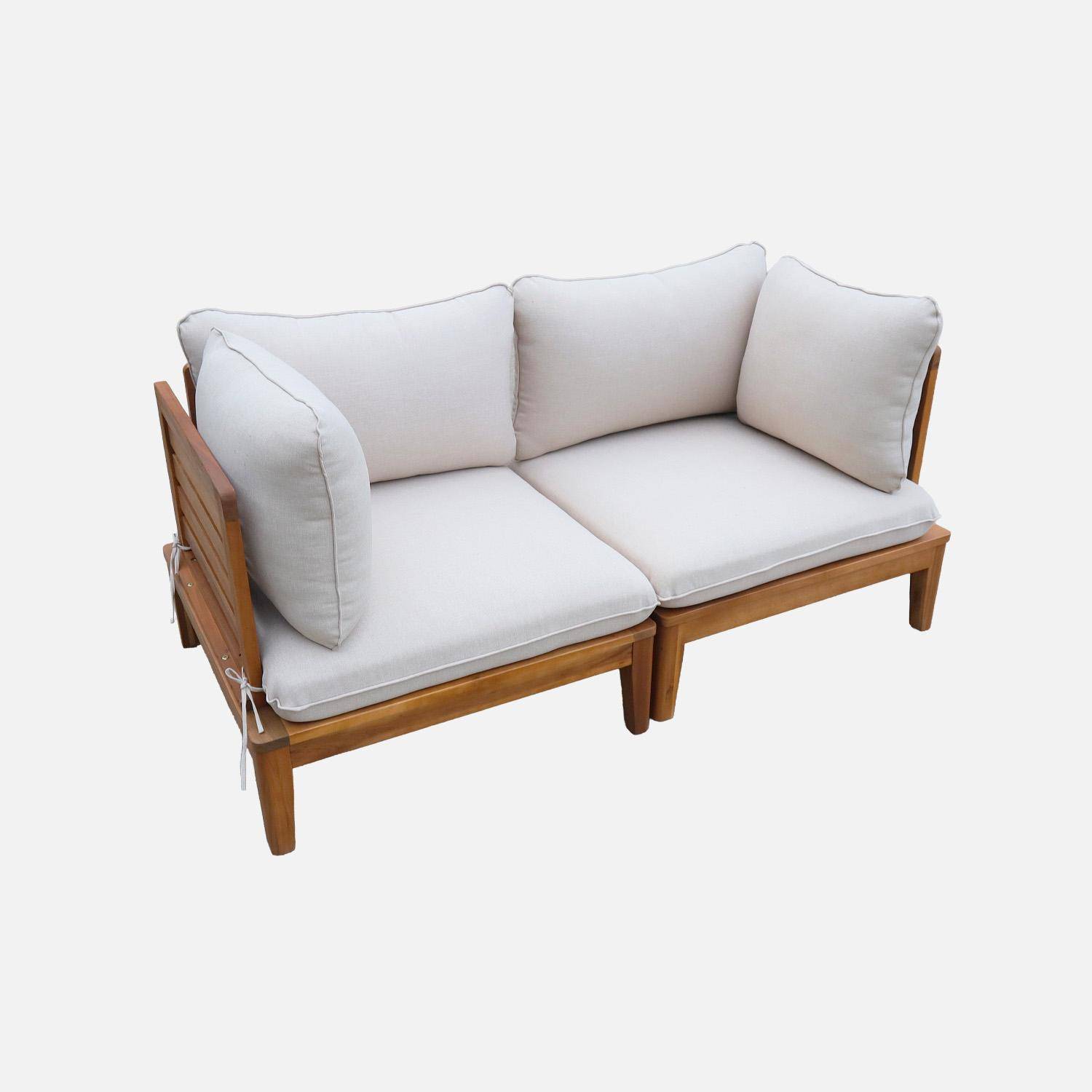 Yona - Sillón modular de jardín de madera de acacia con reposabrazos, 2 plazas