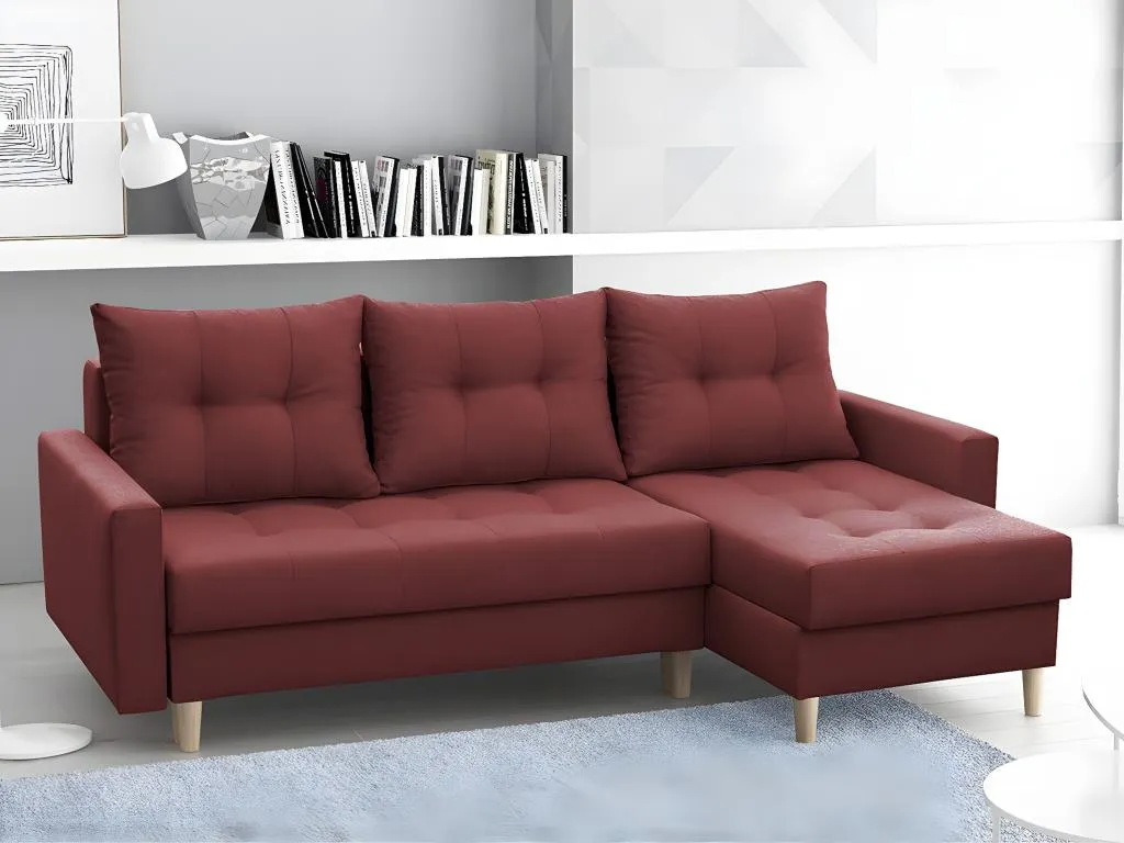 Sofá rinconero Decopractico 100 Rosa Función de descanso Caja de ropa de cama 222x140x90cm 76621EZJI