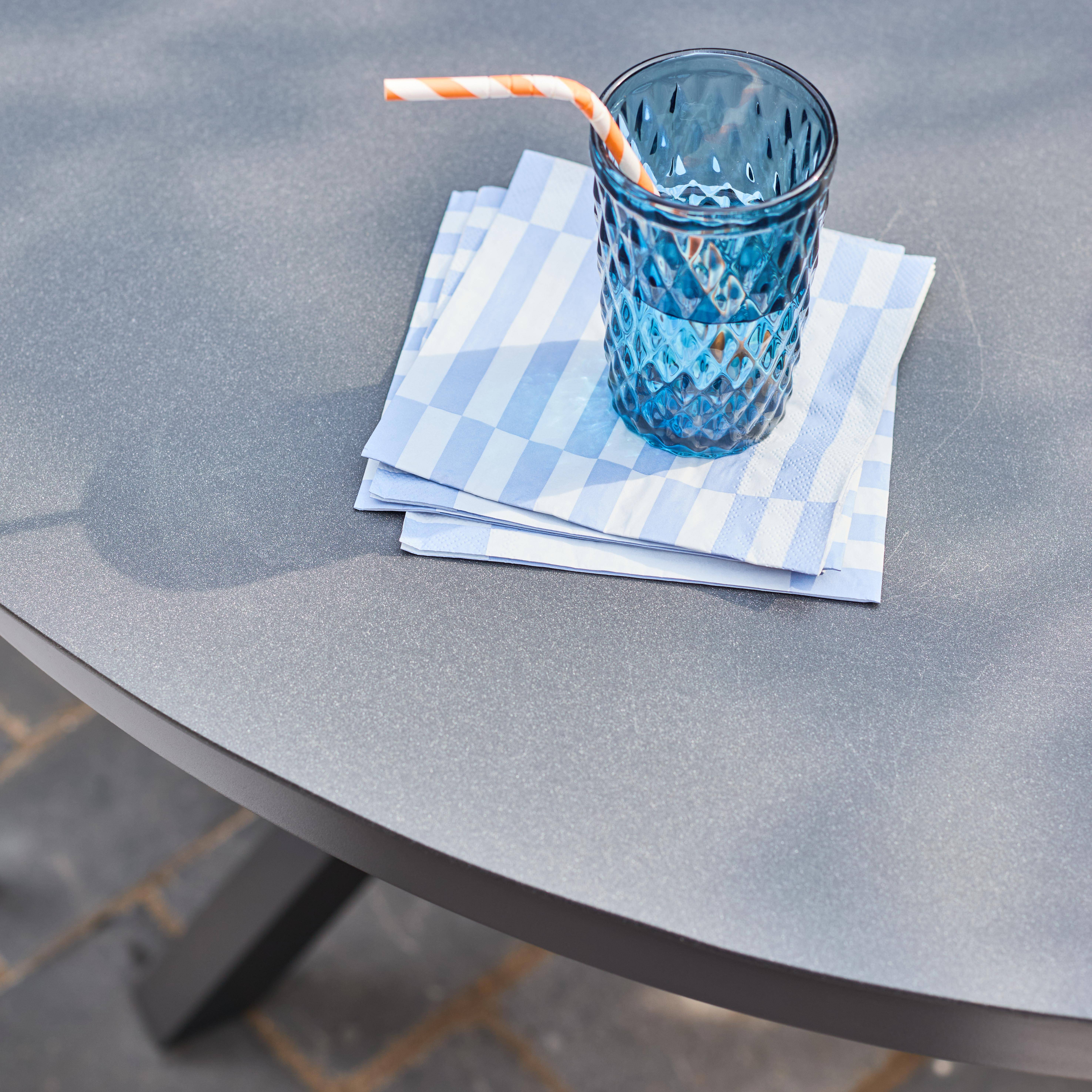 Orbis - Mesa de jardín redonda de aluminio y vidrio, para 6 plazas