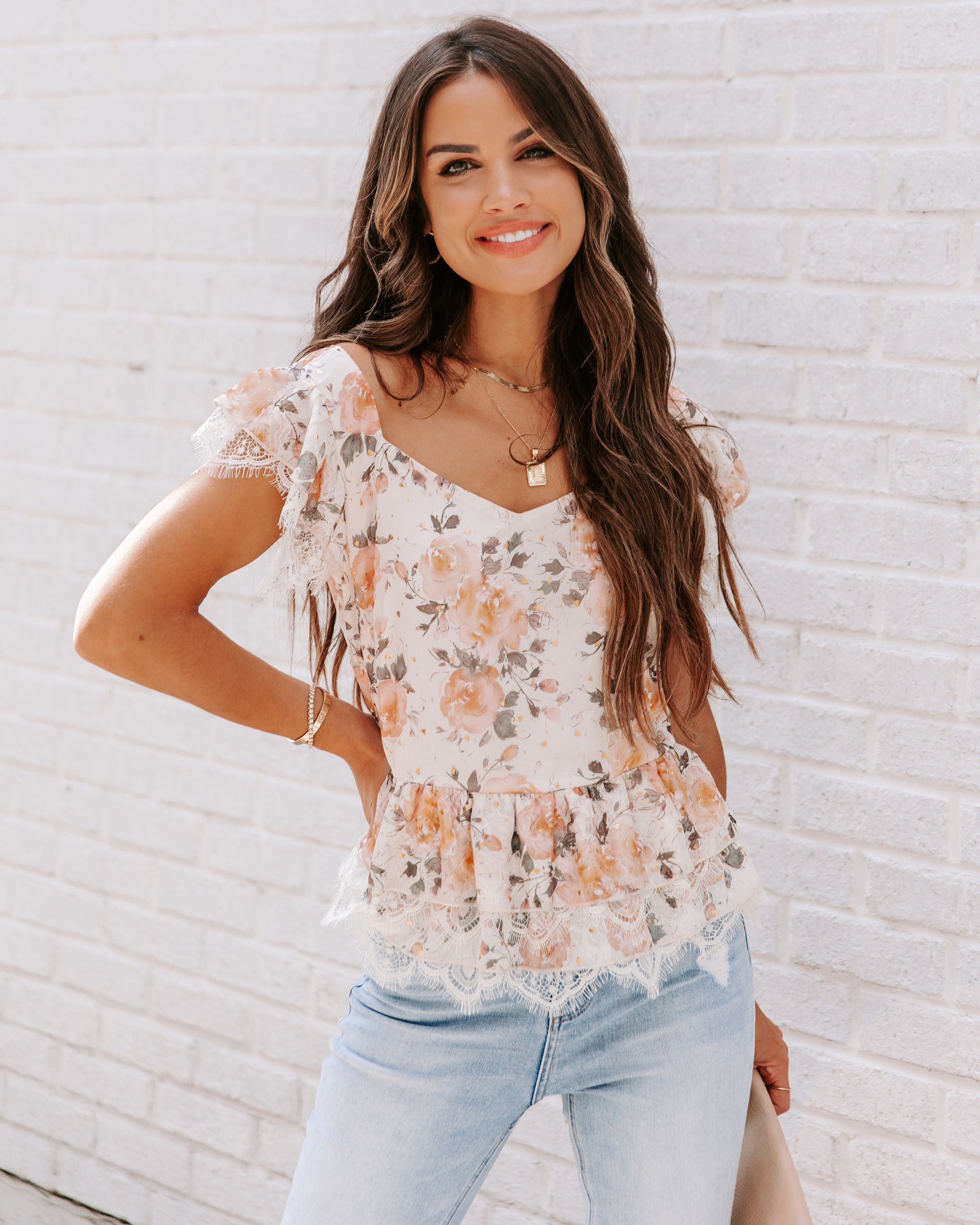 Good Manners Lace Floral Peplum Top - SALE - Se7enfashion