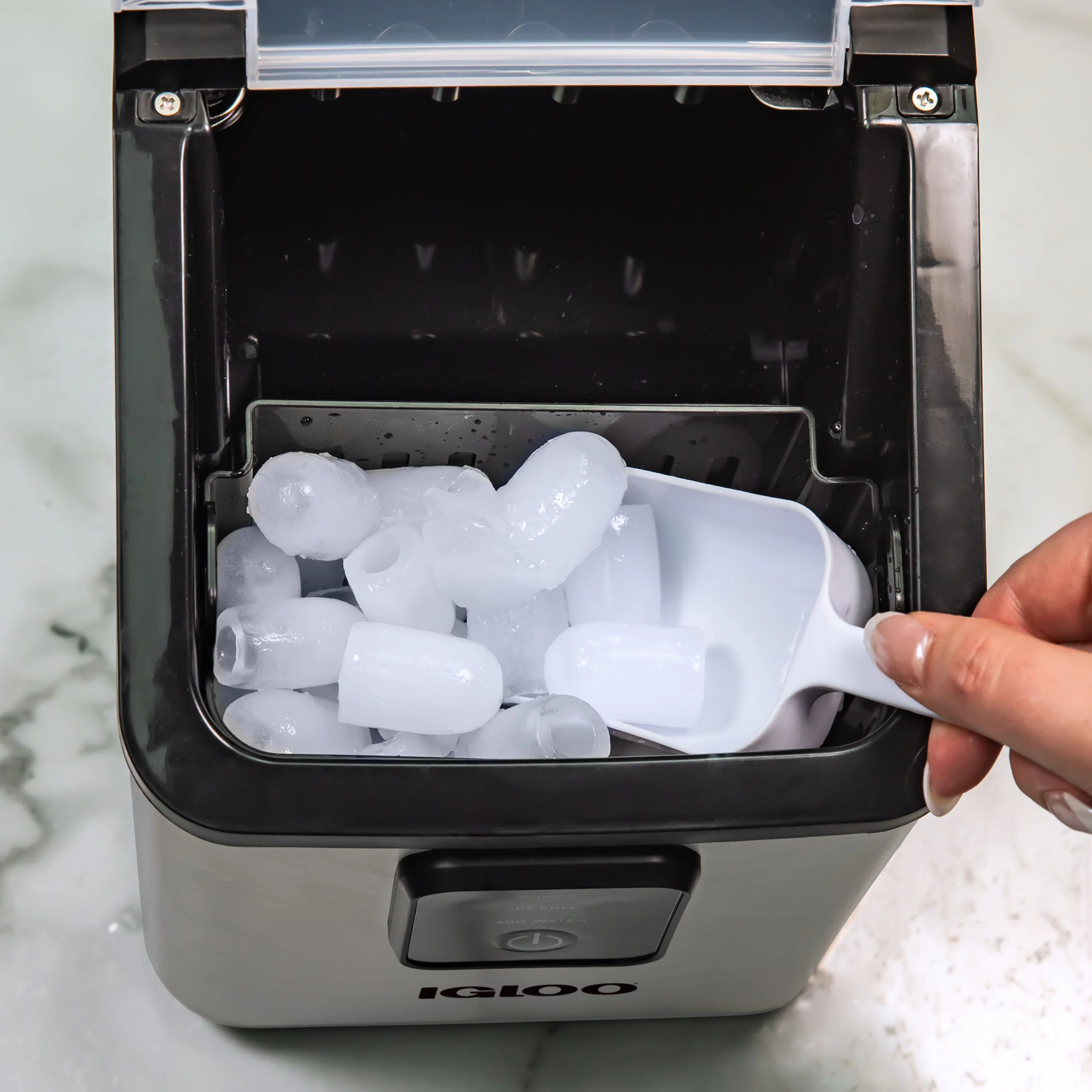 Igloo Self-Cleaning Countertop Ice Maker - Compact and Portable - Creates 26 lbs. Per Day, 8 Pieces Ready Every 7-8 Minutes - Includes Ice Scoop and Basket - Aqua - Image 24