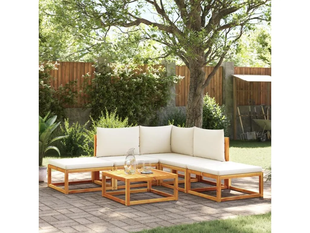 Set de sofás de jardín con cojines 6 pzas Banakdecoracion maciza Banakdecoracion 18468VZAM