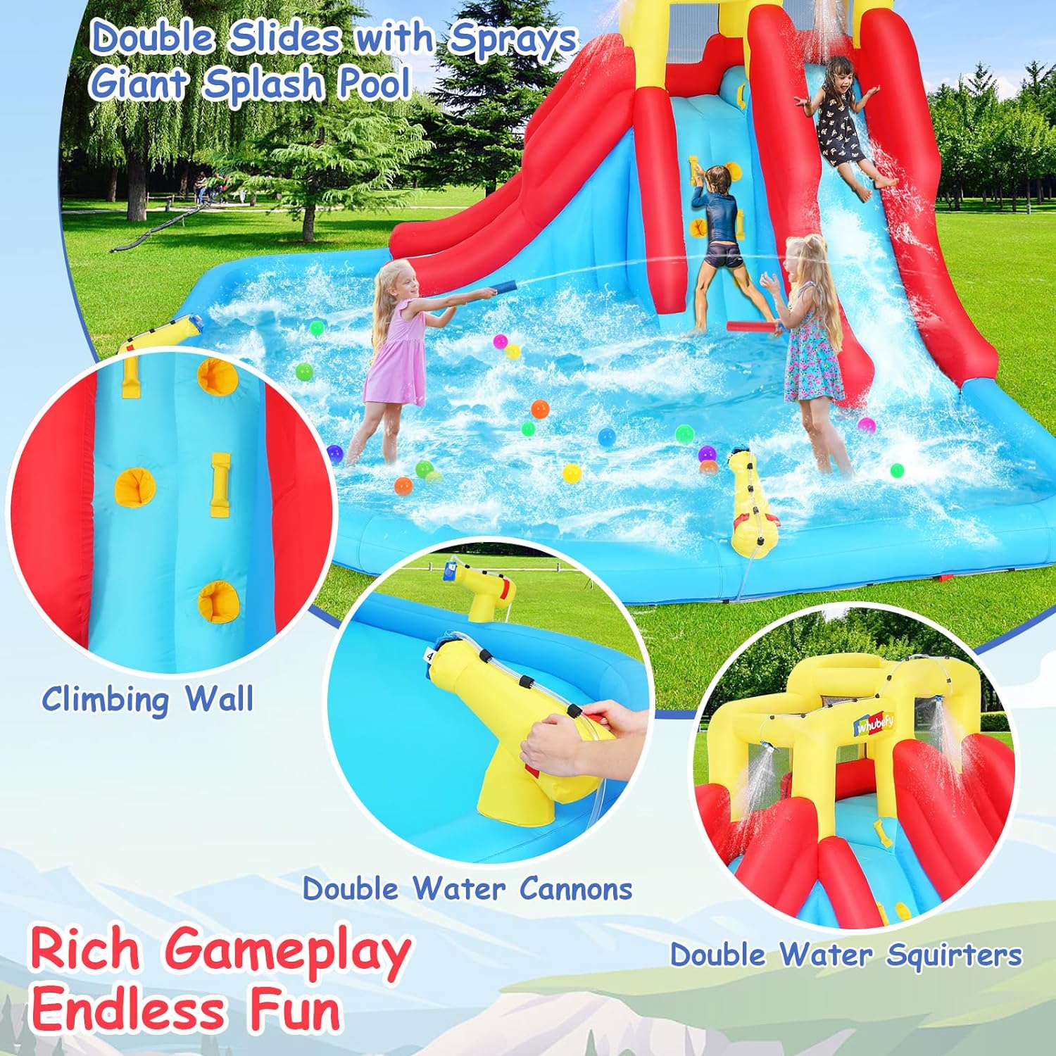ROOJER Inflatable Water Slide Bounce House 8-in-1 With 450W Blower - Crocodile Water Park - Image 20 ROOJER Inflatable Water Slide Bounce House 8-in-1 With 450W Blower - Crocodile Water Park - Image 20