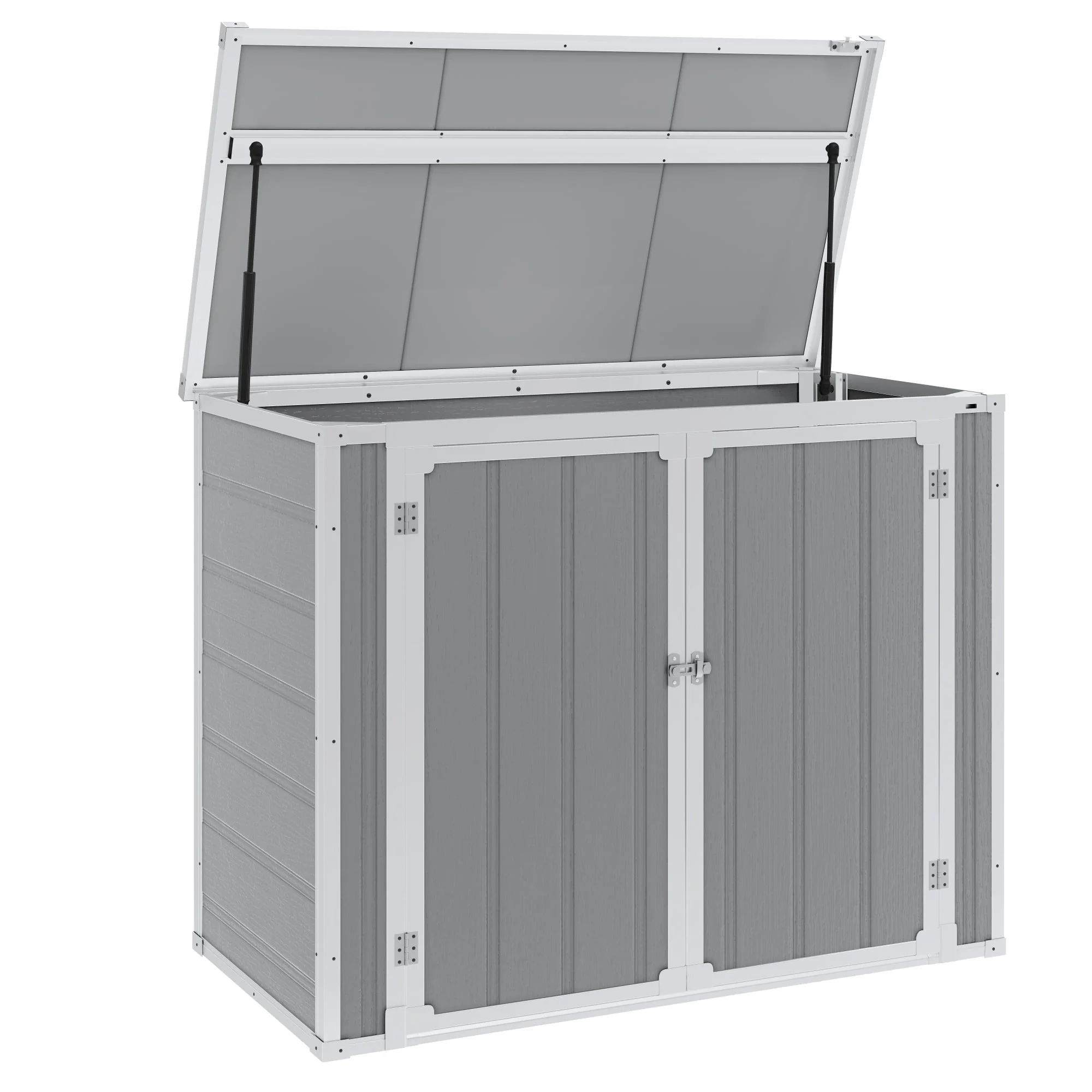 5'-3' Outdoor Storage Shed, Resin Storage Cabinet, Garden Tool Shed with Double Lockable Doors, Organizer Cabinet for Patio Yard, Gray - Image 15