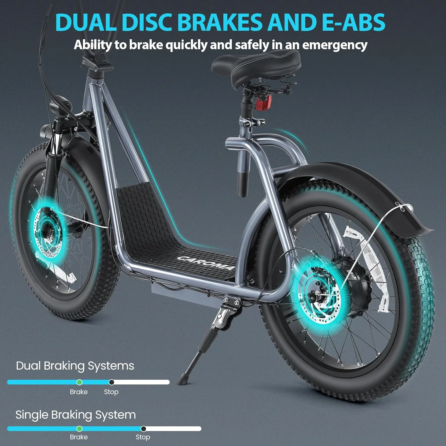 Caroma Peak 800W Foldable Adult Electric Scooter with 20-inch Wide Tires, 48V Battery, Basket, and Adjustable Seat