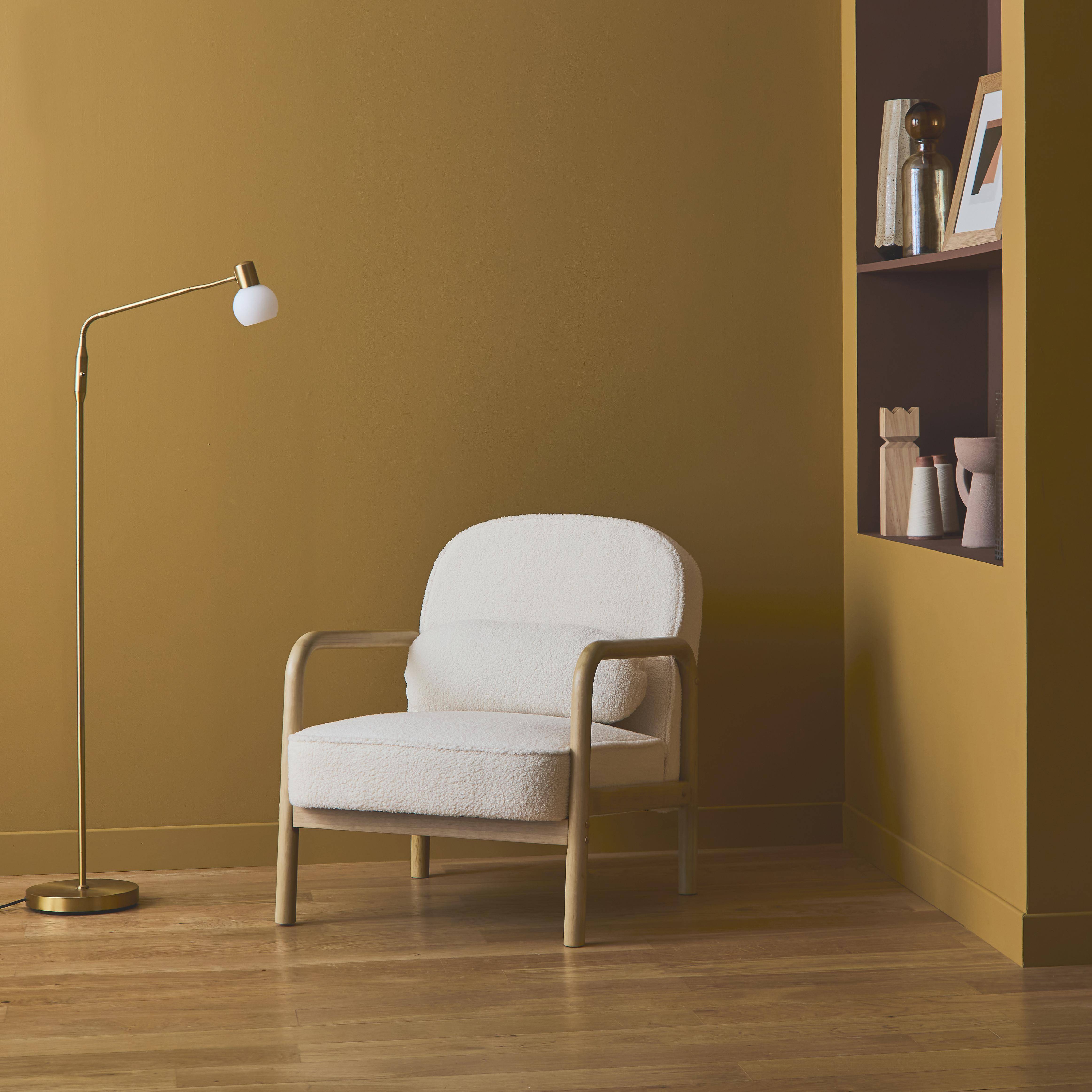 Amelie borreguito - Sillón escandinavo de madera de hevea y borreguito