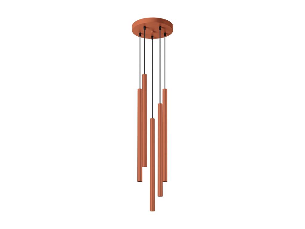 Lámpara colgante Pastelo moderno de acero - 5 fuentes luminosas - L.25 x A.104 cm - ocre rojo