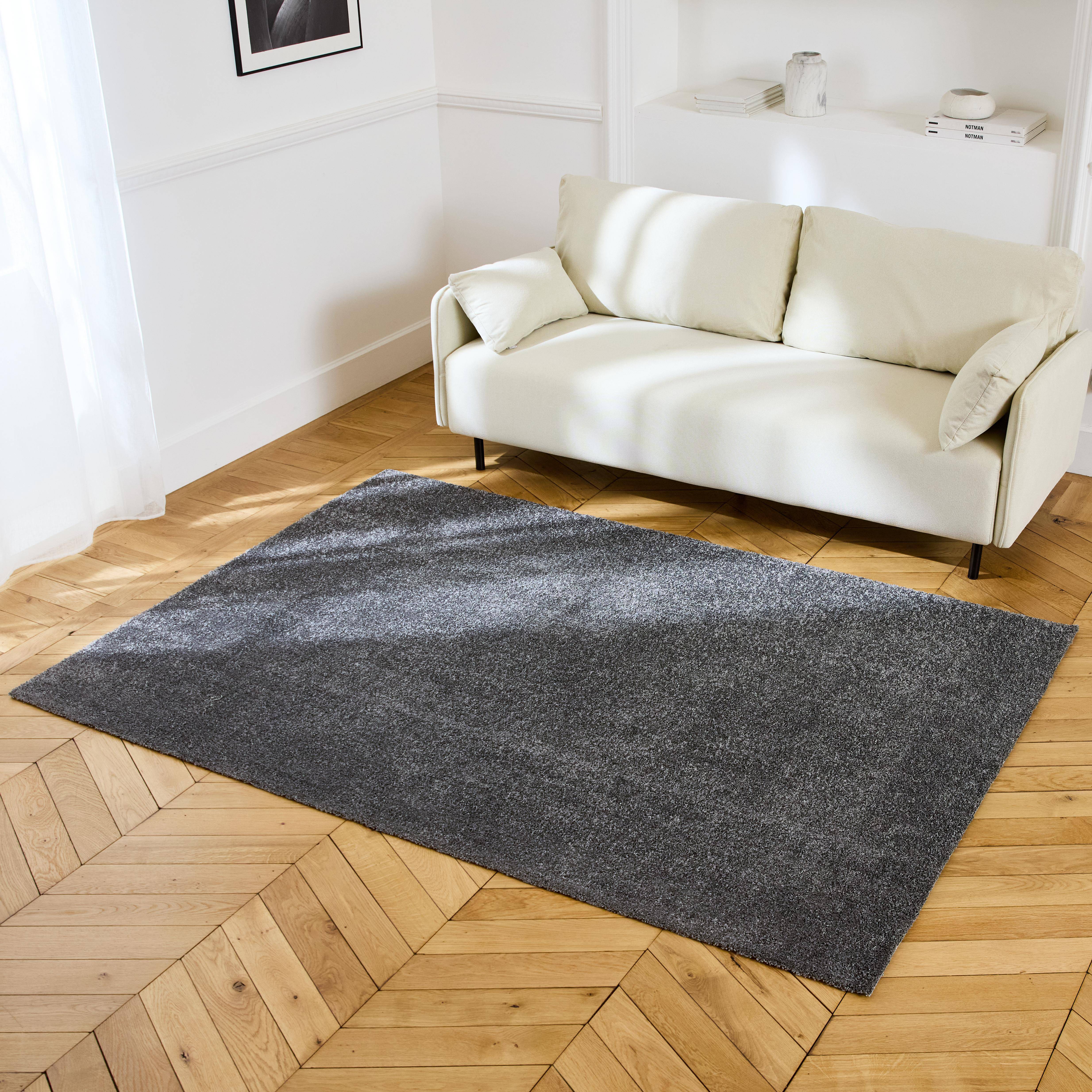 Lawrence - Alfombra interior de terciopelo rizado gris antracita