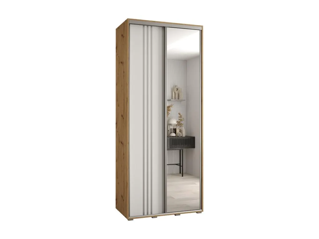 Armario Davos 7 corredero compacto 235,2x120x60 cm 2 puertas artisan/blanco/plata wnd3168114