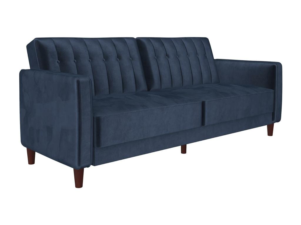 Sofá cama de 3 plazas de terciopelo azul - VaqnRg1246Lr