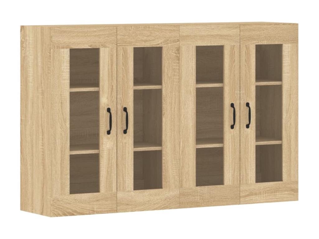 Armarios de pared 2 uds madera de ingeniería roble Luzssnh