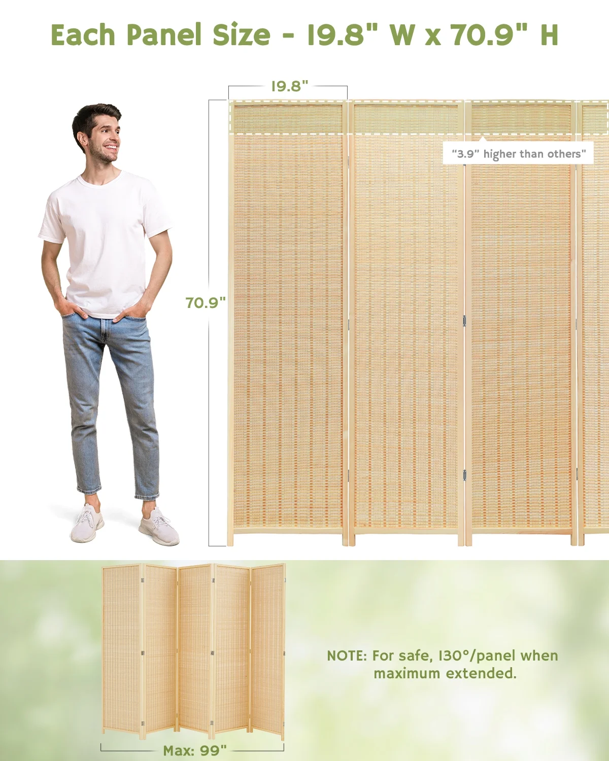JOSTYLE 4-Panel Room Divider 6ft Tall Extra Wide Folding Privacy Screen with Diamond Double-Weave Divider for Room Separation Freestanding Red Brown - Image 16