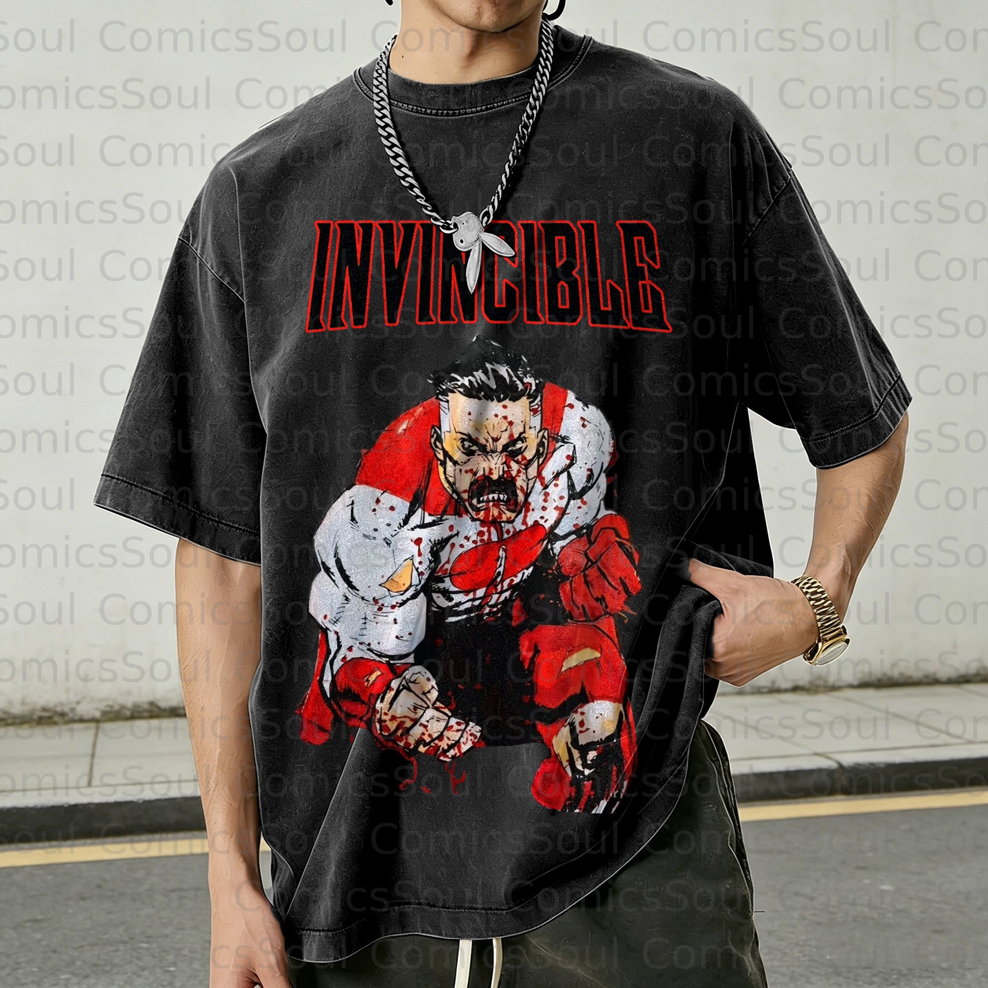 Unisex Anime Inspired Vintage Washed T-Shirt