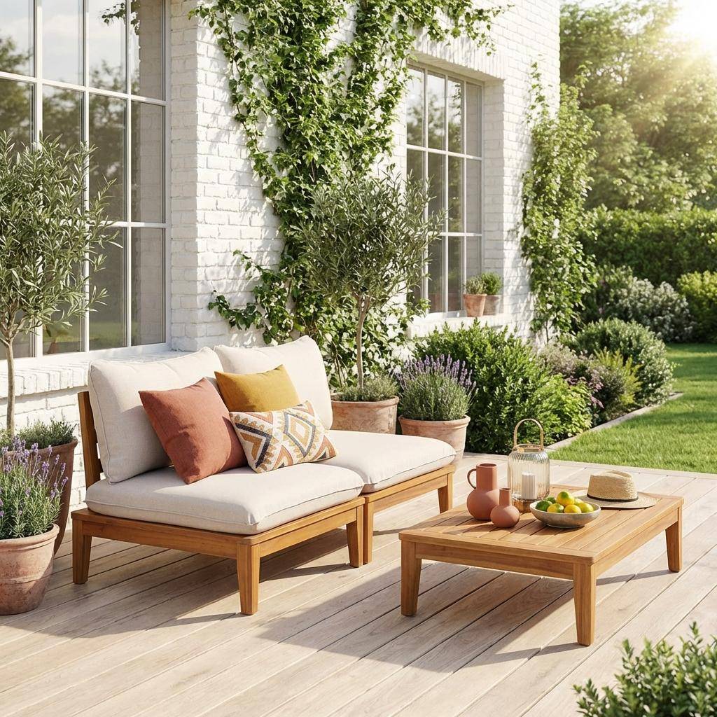 Yona - Sillón modular de jardín de madera de acacia, 2 plazas