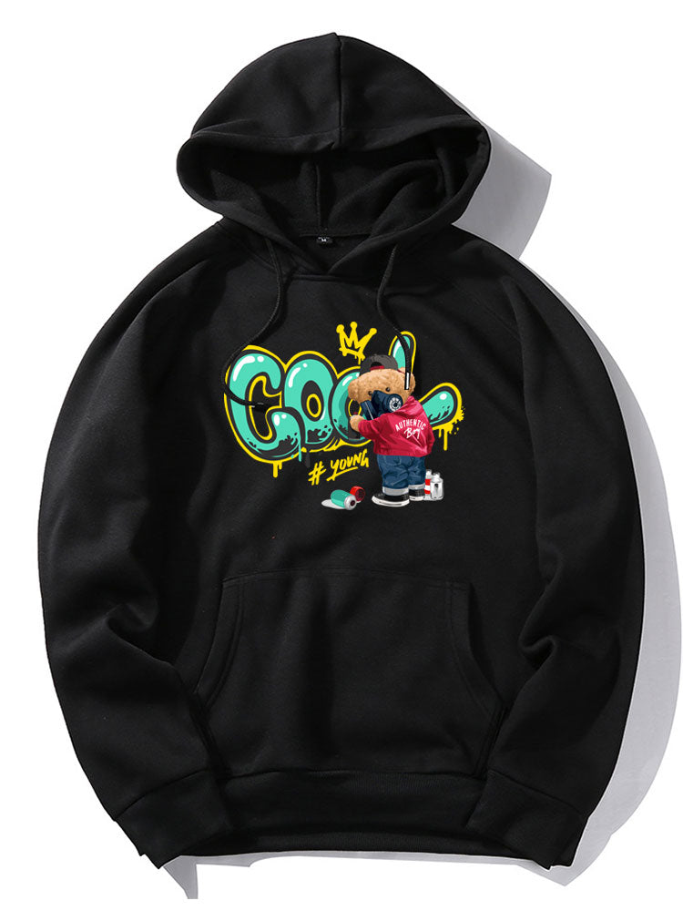 Graffiti Bear Print Hoodie