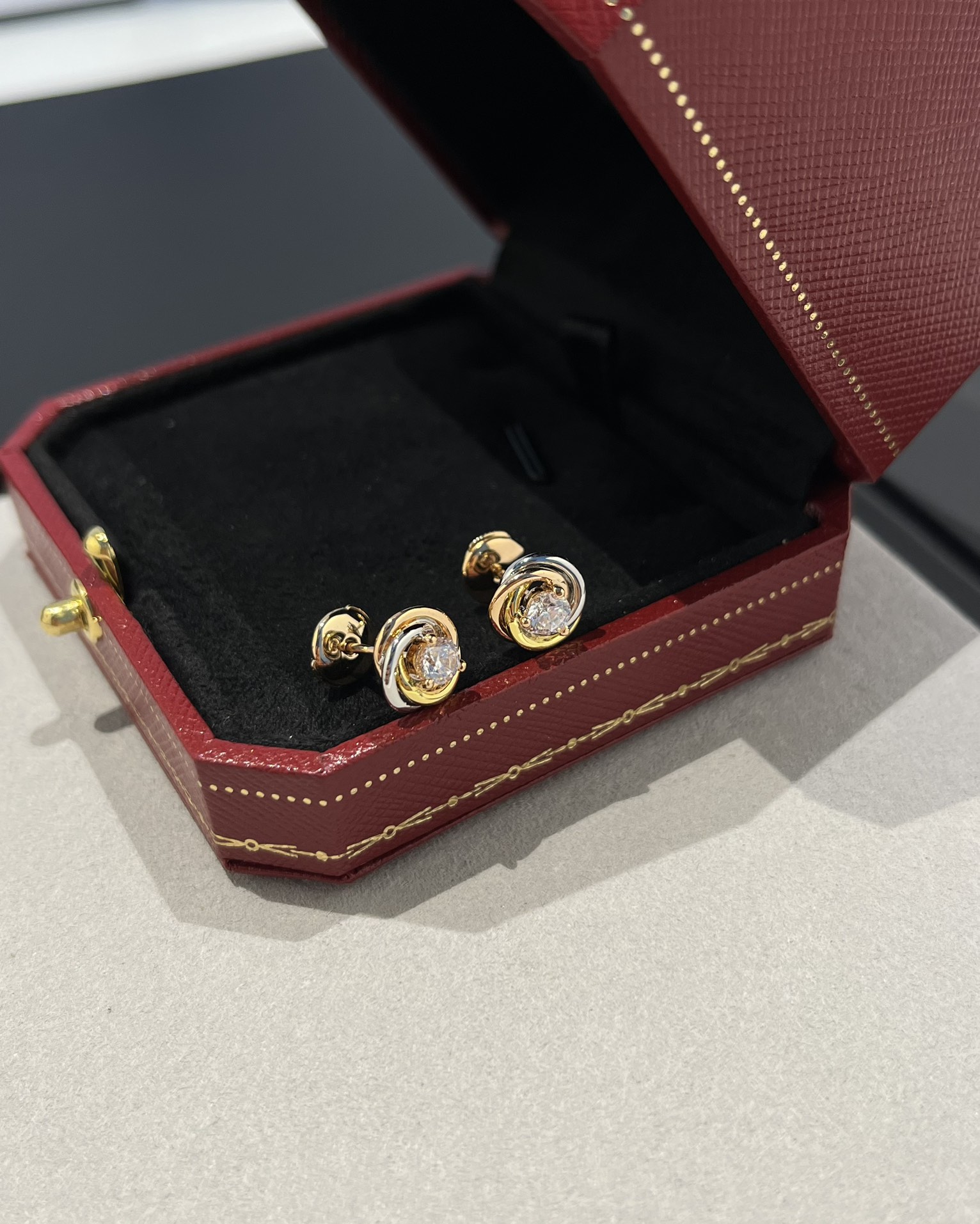 Cartier Trinity Stud Earrings, 2 Diamonds - Original Replica Club