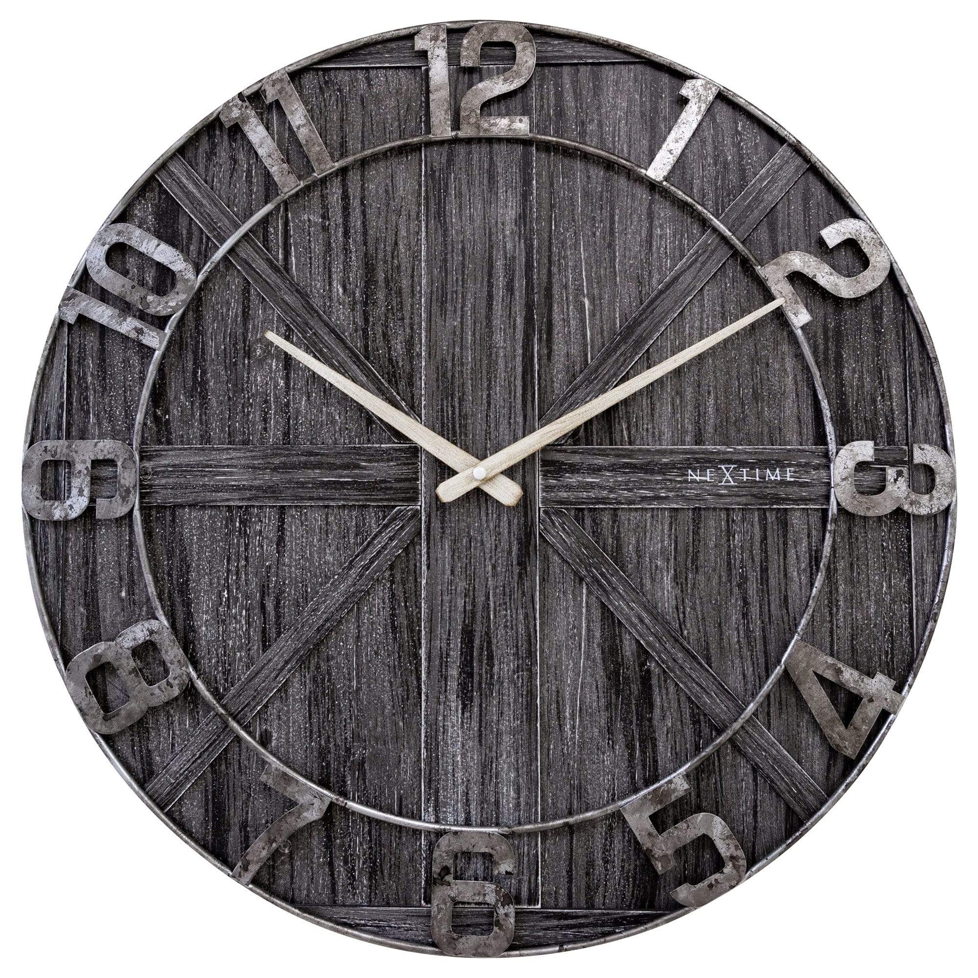 NeXtime - NeXtime - Grote industrial wandklok - 50cm - Stil - Zwart -