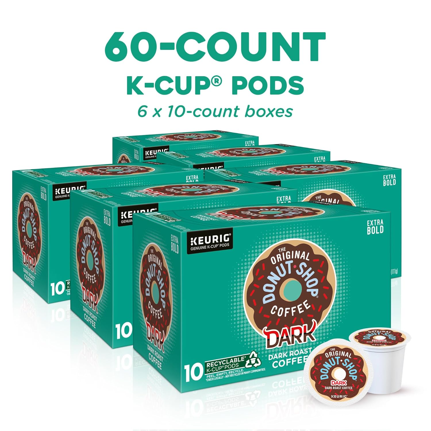 The Original Donut Shop Dark Keurig Single-Serve K-Cup Pods. Dark Roast Coffee. (Pack of 120)