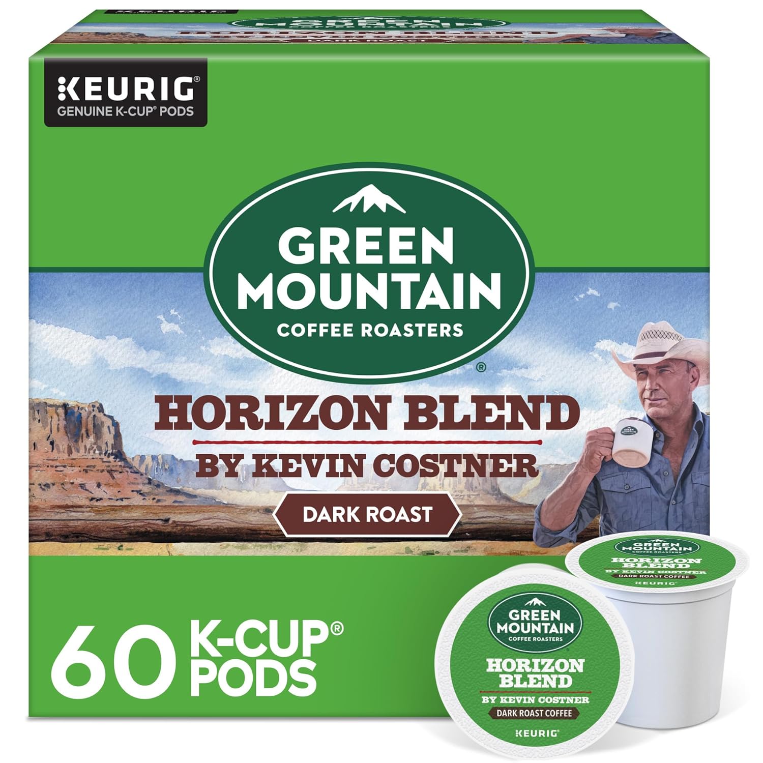 Green Mountain Coffee Roasters Horizon Blend Coffee by Kevin Costner. Keurig Single Serve K-Cup Pods. 60-Count (6 x 10 Count Boxes)