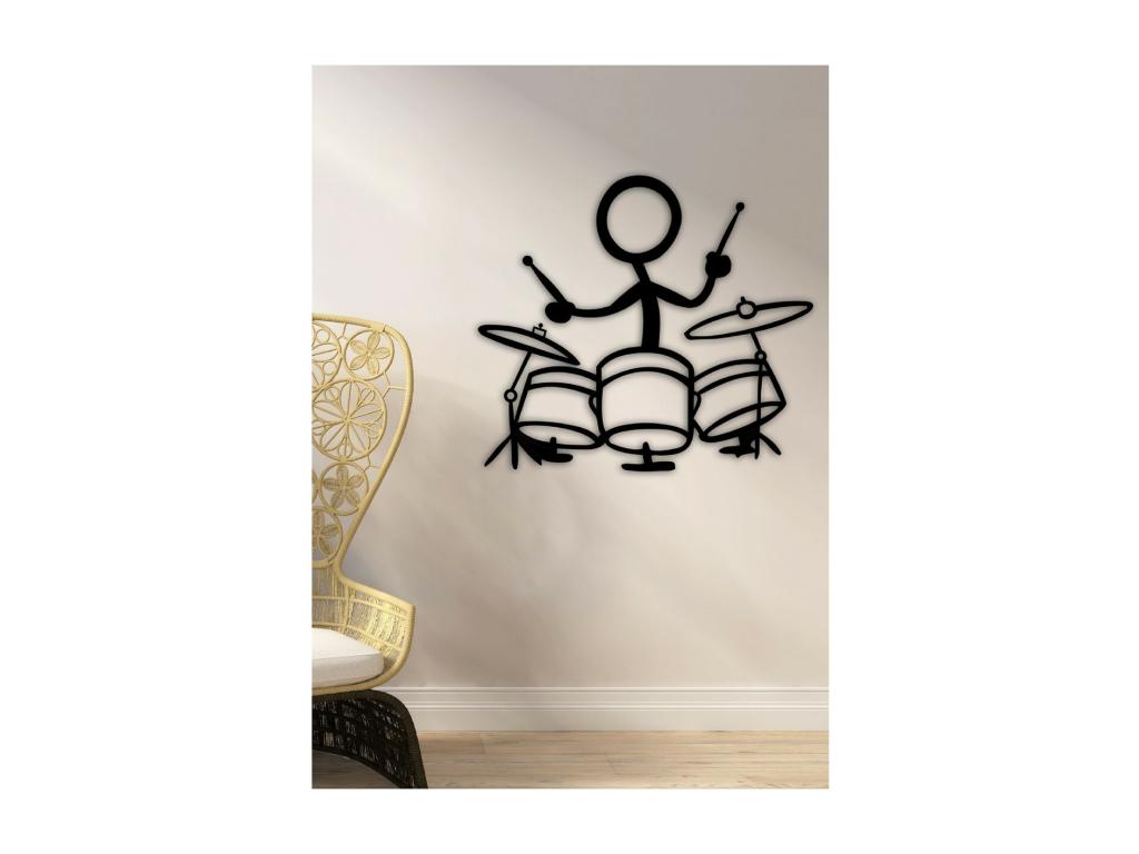 Decoración de Metal Batería, Negro, 79x1,5x70 cm, Mubdelu