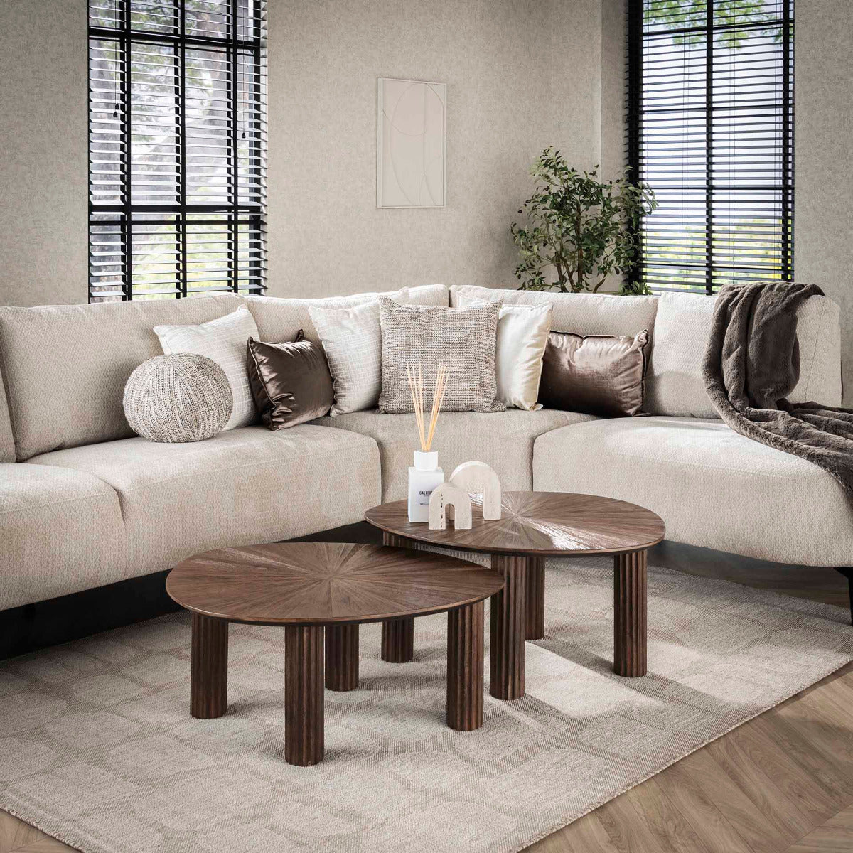 Fraaai - Rebecca salontafel set van 2 vierhoekig teak - bruin