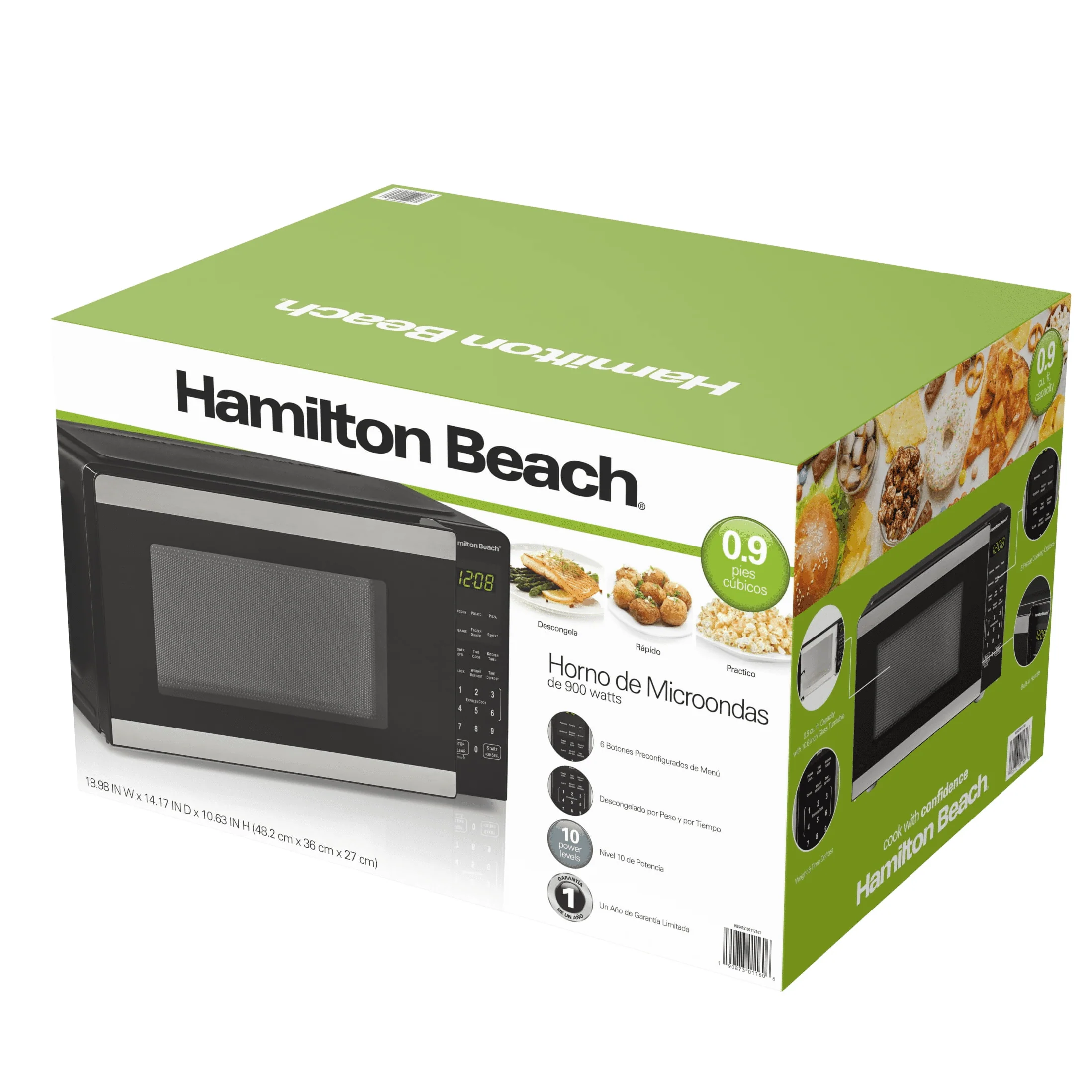 Hamilton Beach 0.9 Cu ft Countertop Microwave Oven, 900 Watts, Stainless Steel, New - Image 13