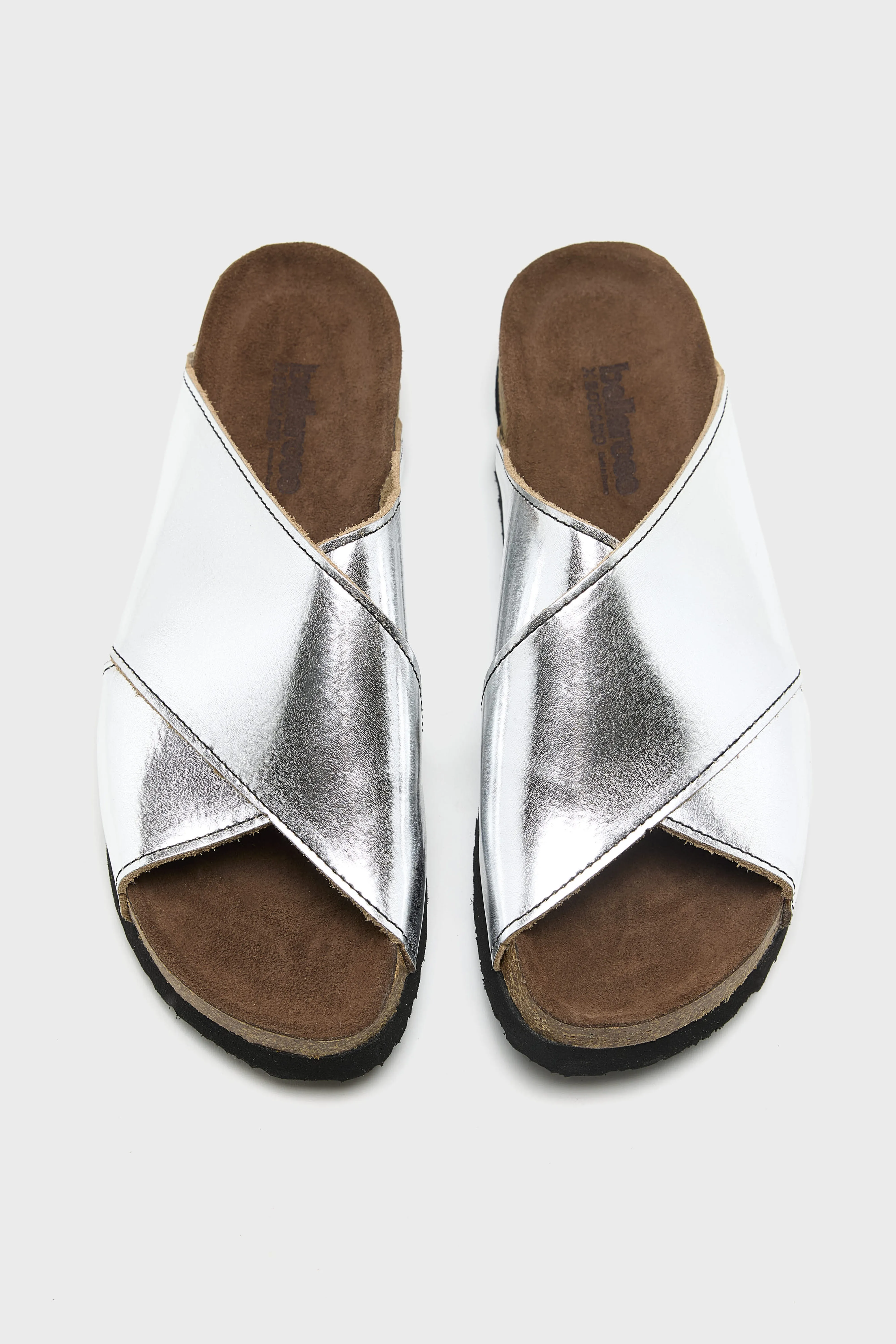 Bellerose Metallic Leather Cross Sandals  (261 / W / SILVER)