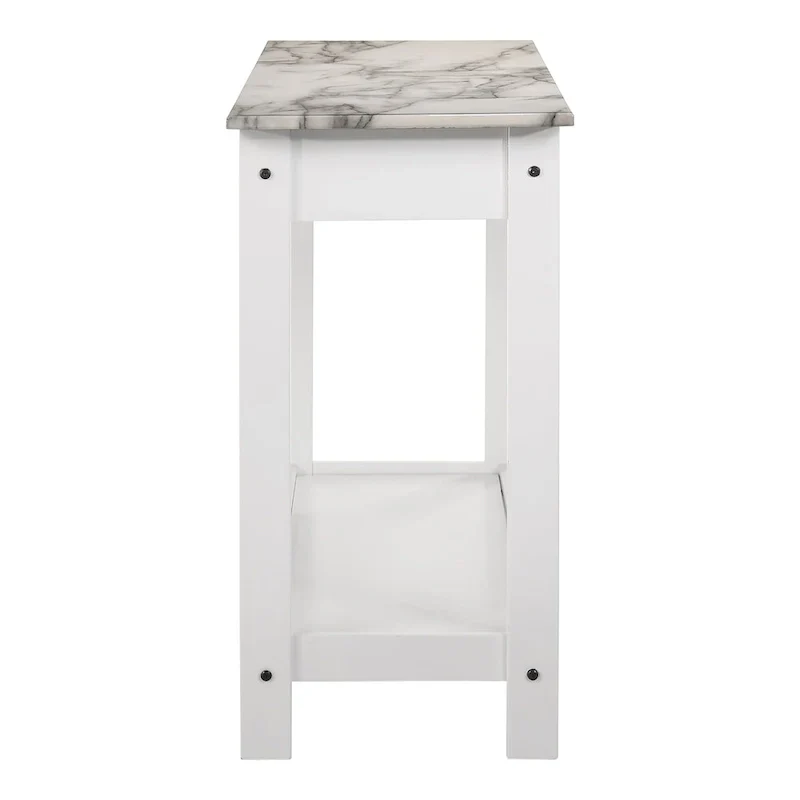 Denhour DH BASIC 4-Piece Open-Shelf Coffee Table Set with Drawer in Transitional Rubberwood