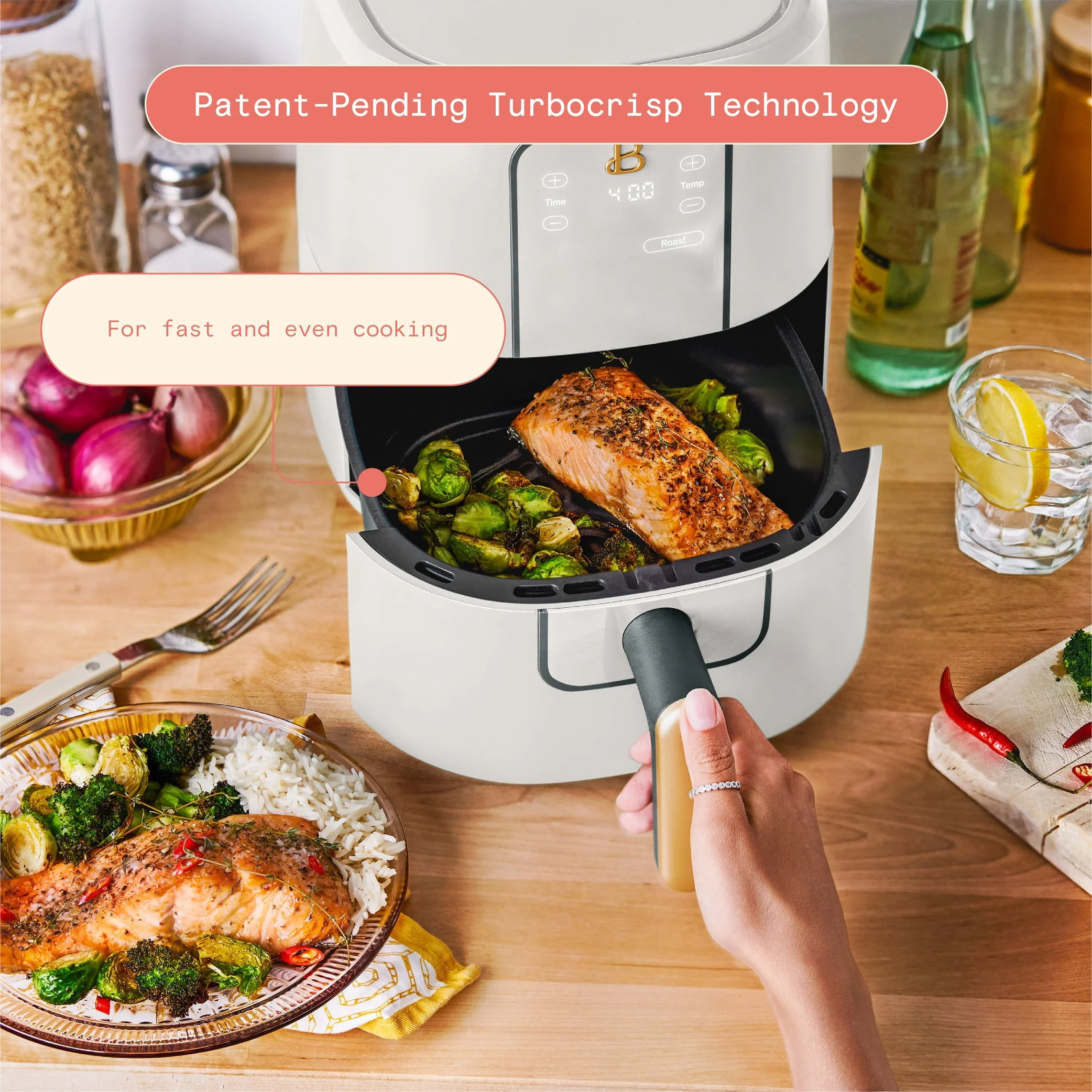 Beautiful 3 Qt Air Fryer with TurboCrisp Technology, White Icing by Drew Barrymore - Image 6