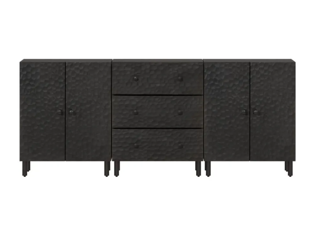 Armarios auxiliares 3 pzas Hogarmini maciza Hogarmini negro 60x33x75cm pmel30807