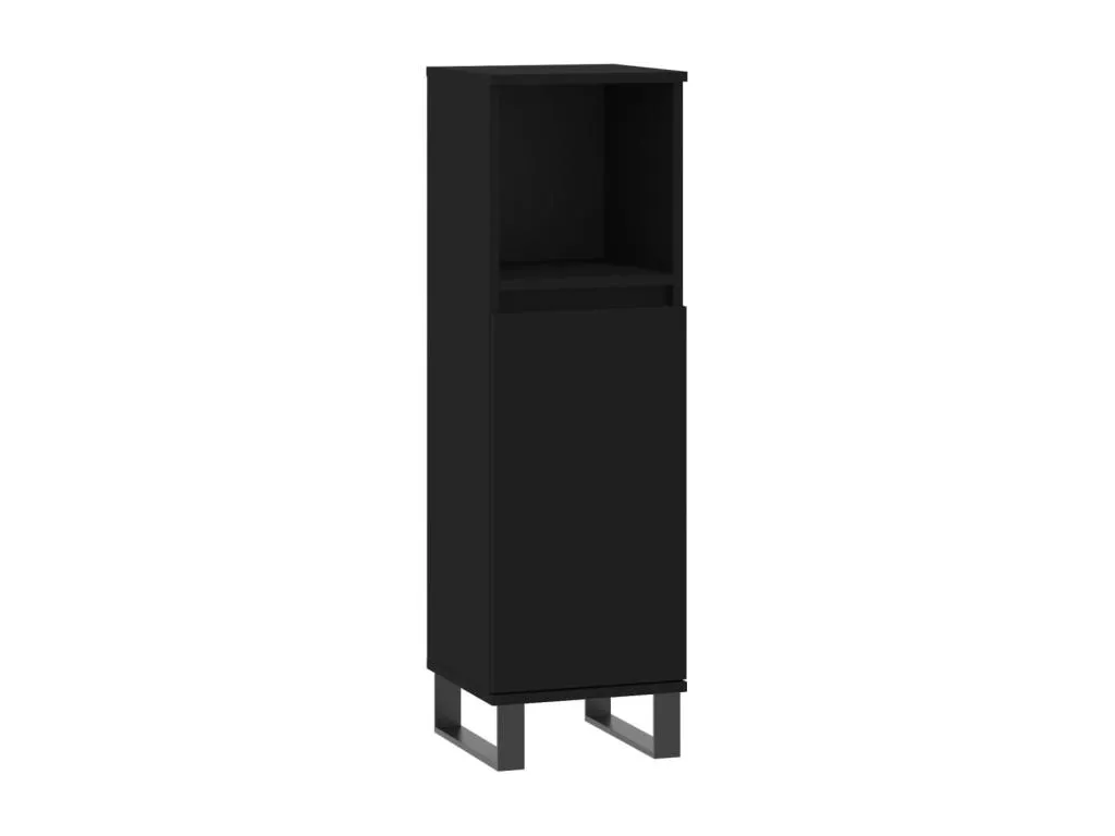 Armario de baño Vivircalido contrachapada negro 30x30x100 cm 40204twgm
