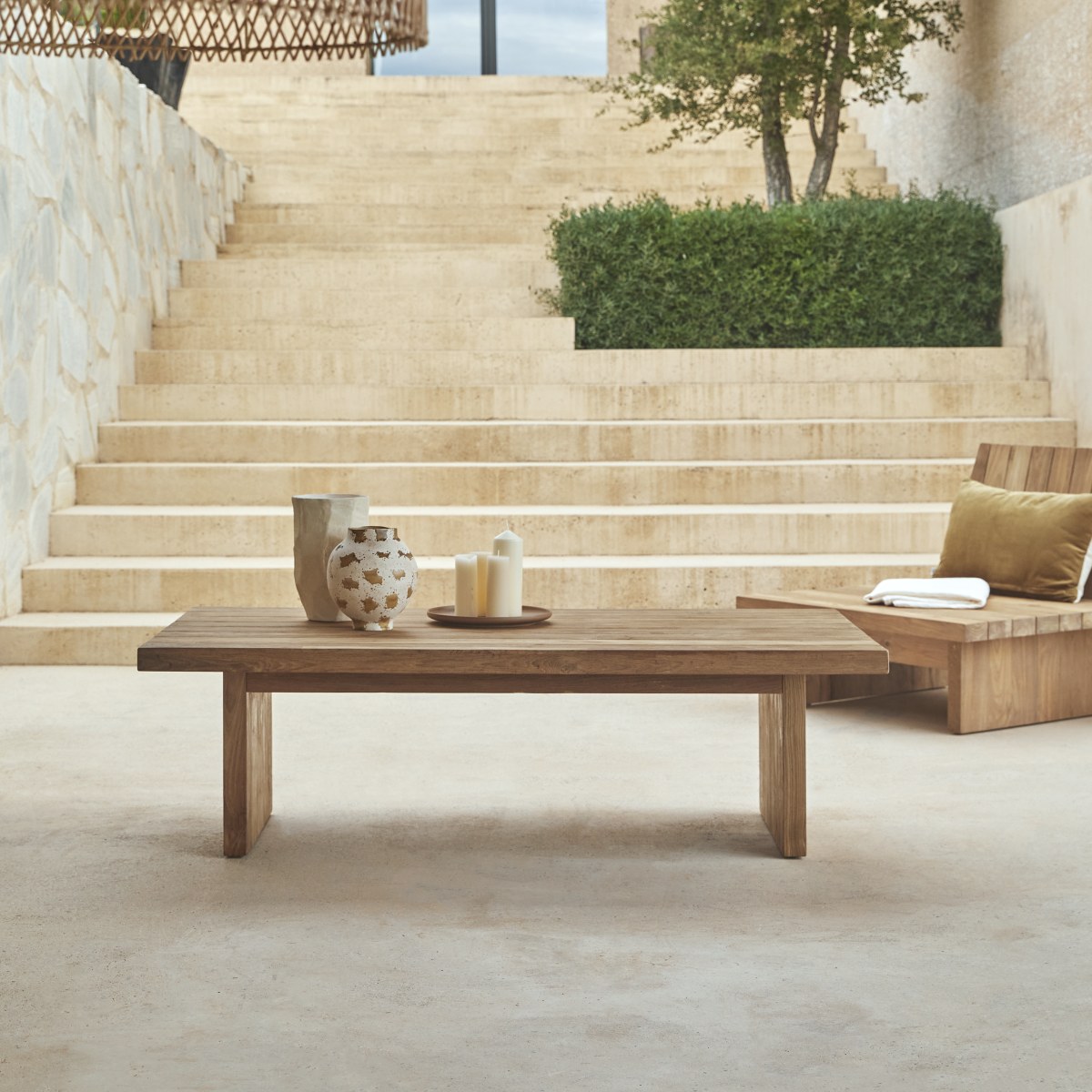 Tikamoon - Lage tuintafel van gerecycled massief teakhout 150 x 80 Jo…