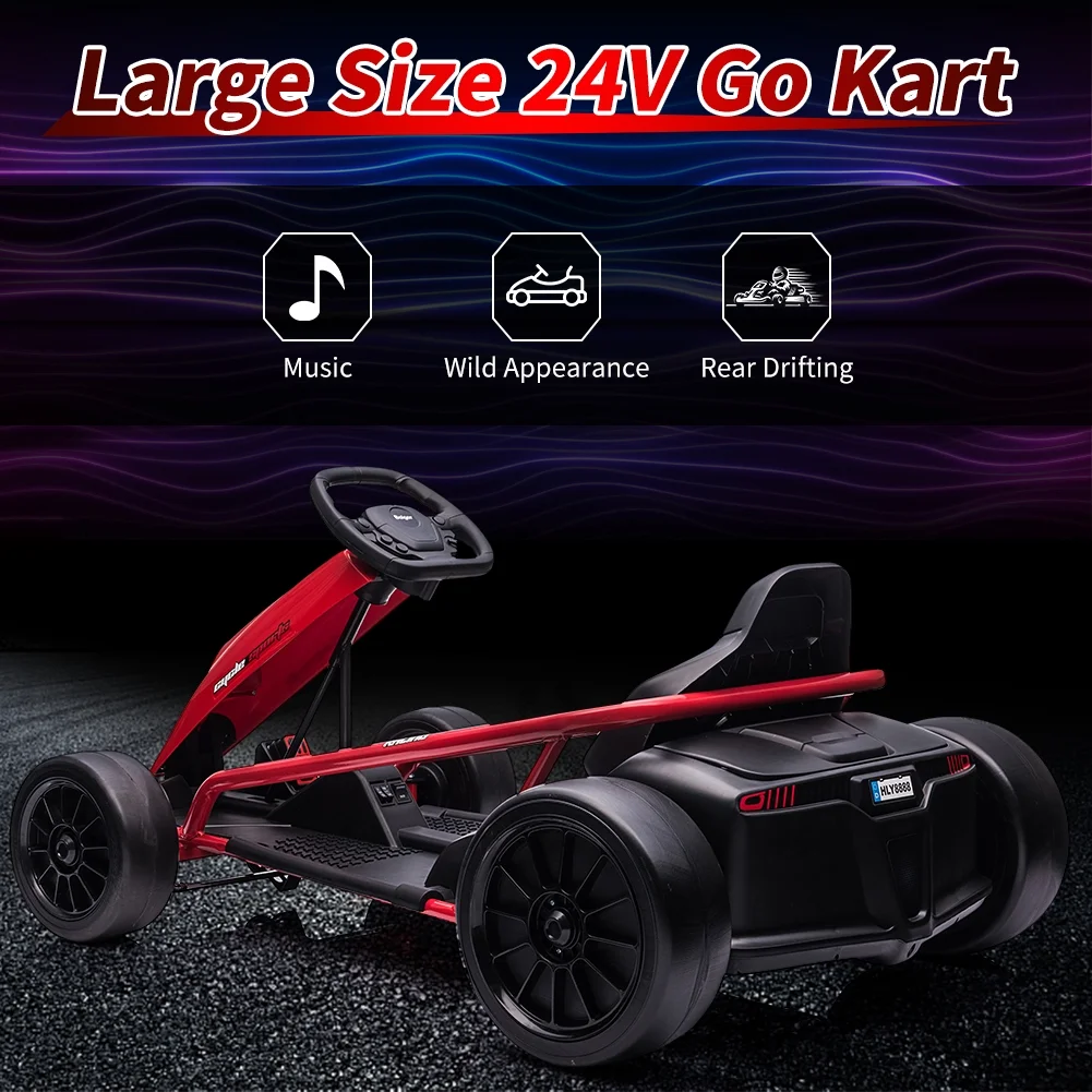 Kojooin Go Kart for Kids,24V Battery 300WX2 Motors Pedal On Foot Go Cart,8MPH High Speed Drifting Car with Slow Start Function,Rose red - Image 13