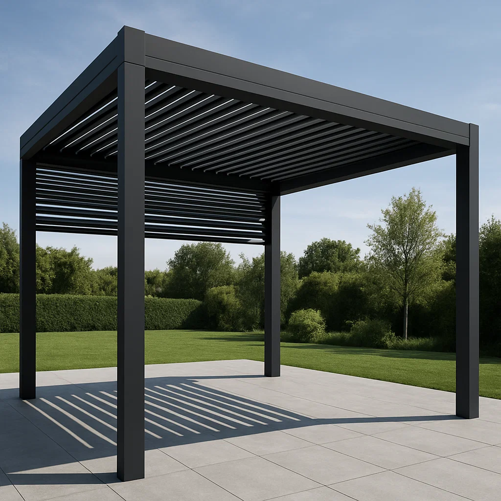 Pérgola bioclimática para jardín - Color negro - de aluminio - para exterior, dimensiones aproximadas: 400x400x290 cm uQimkZD332nf
