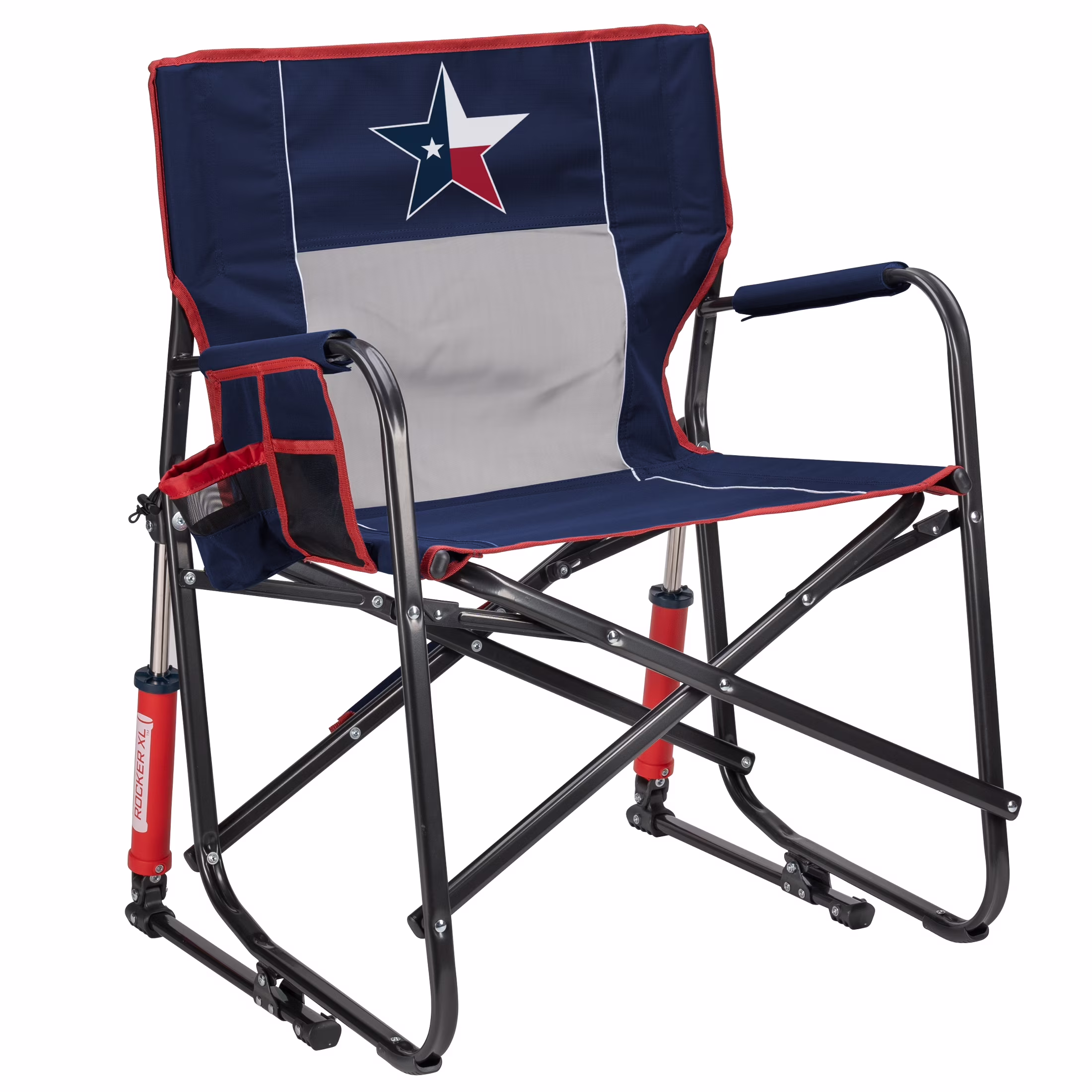 GCI Outdoor Freestyle Rocker XL Oversized Foldable Rocking Camp Chair, Pewter
