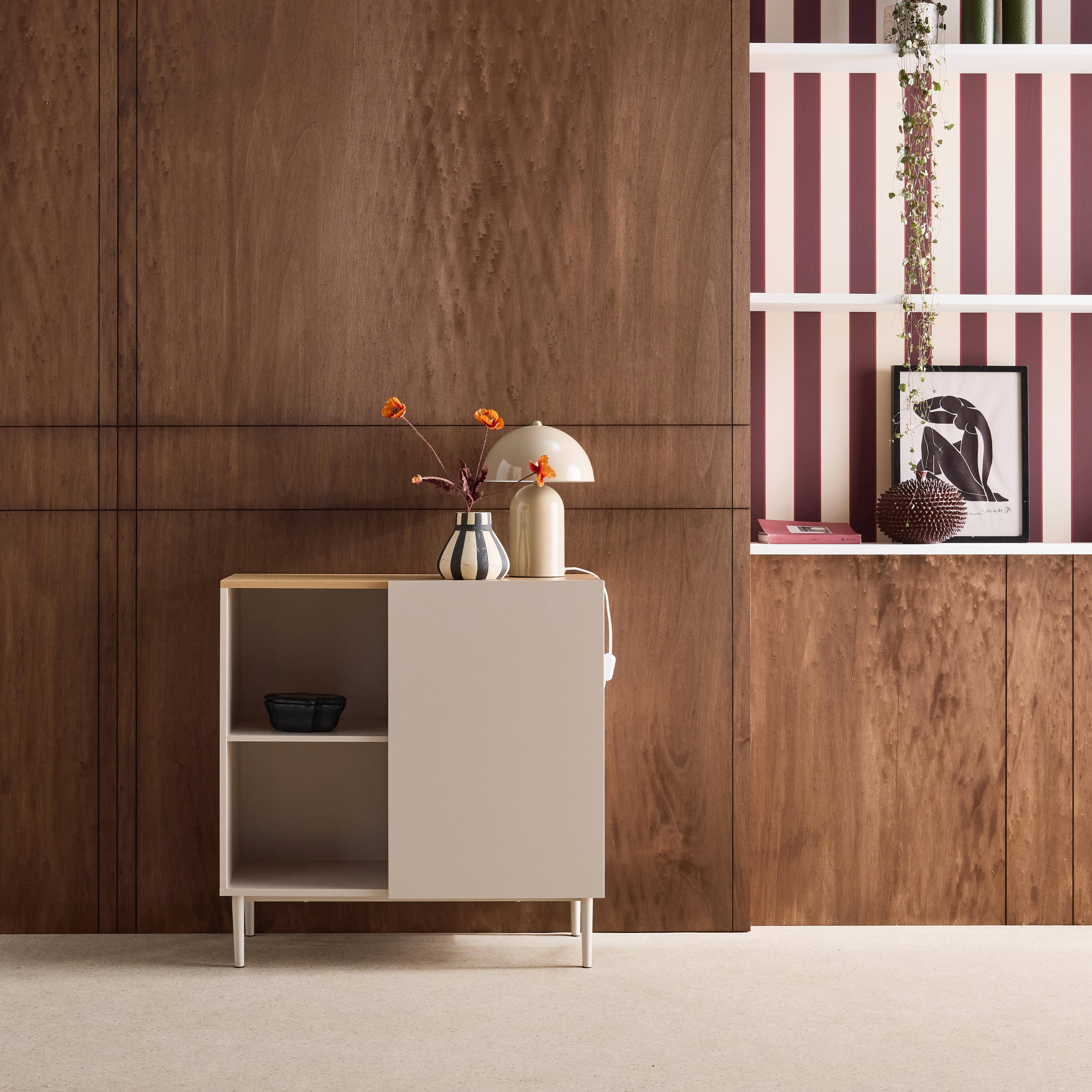 Ashton - Aparador, mueble de almacenamiento de metal y decoración de madera 1 puerta, 80cm