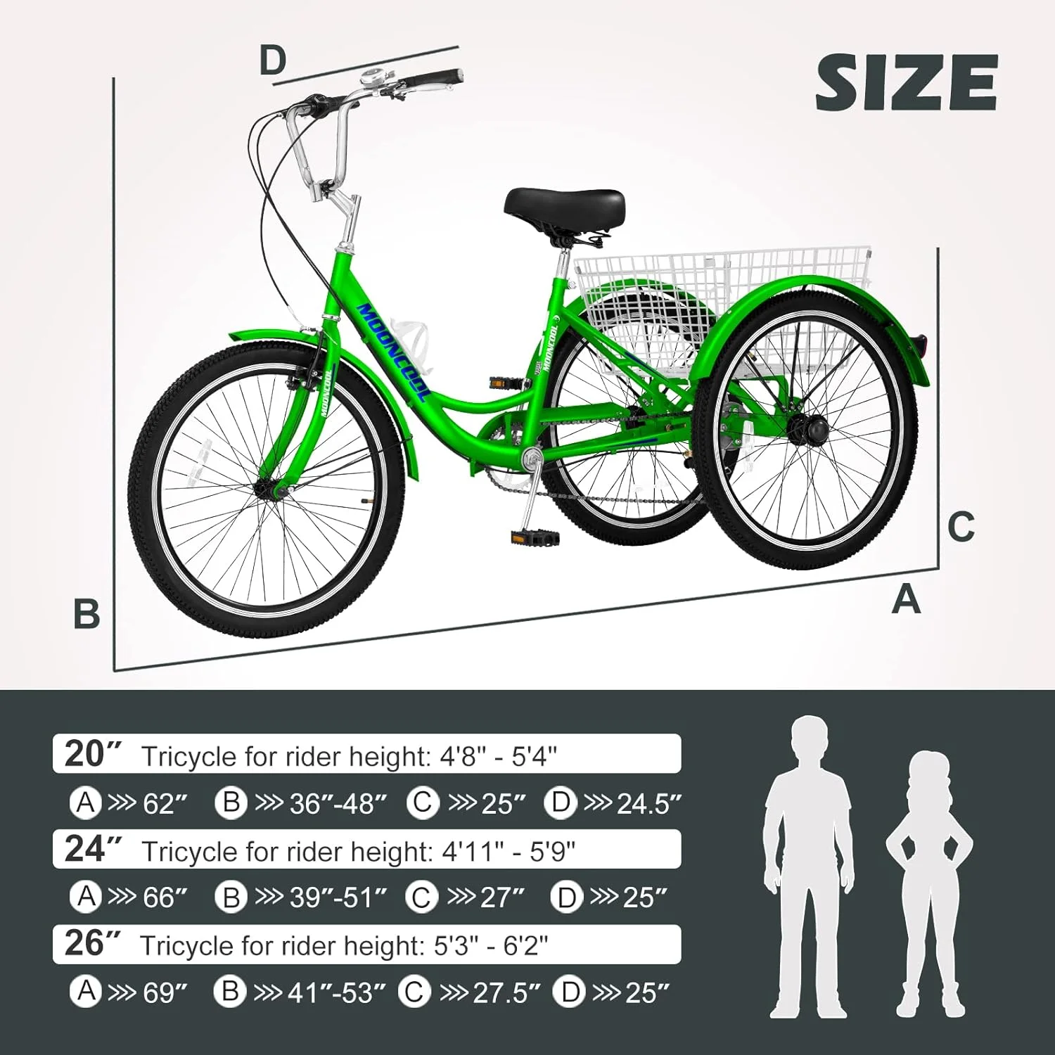 FICISOG 7 Speed Adult Tricycle for Women, 20/24/26 Inch Adult Trike with Basket, 3 Wheel Bikes for Adults Seniors, Cruise Trike for Shopping Picnic - Image 76
