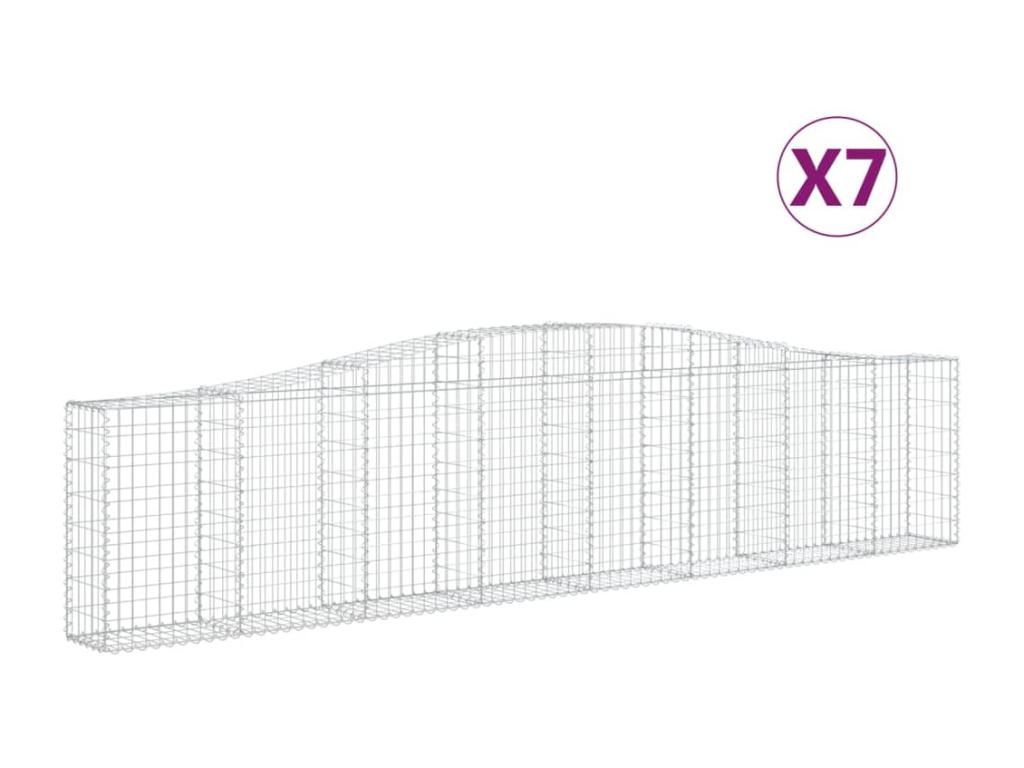 Cestas de gaviones arqueadas 7 piezas 400x30x80/100 cm Hierro galvanizado