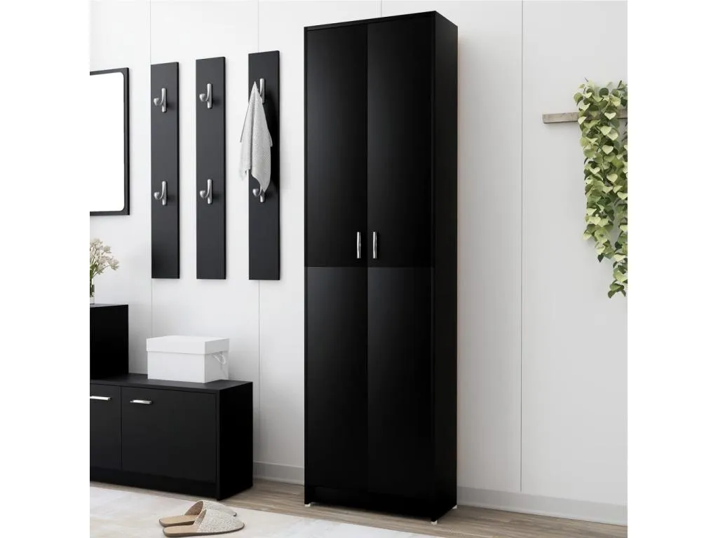 Armario de entrada Negro 55x25x189 cm Micasacool contrachapada